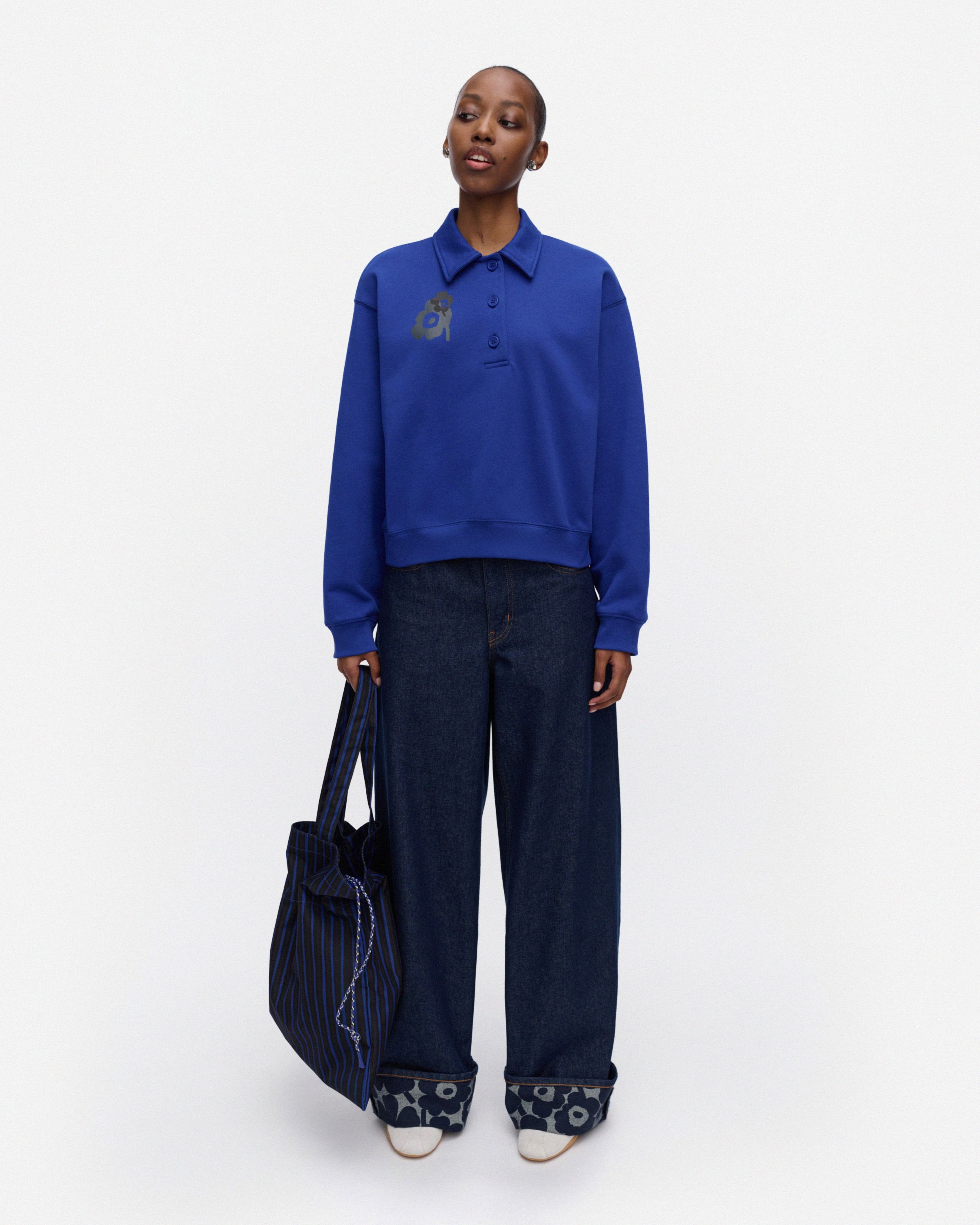 Toiminta Unikko Placement Kioski sweatshirt blue, grey | Marimekko