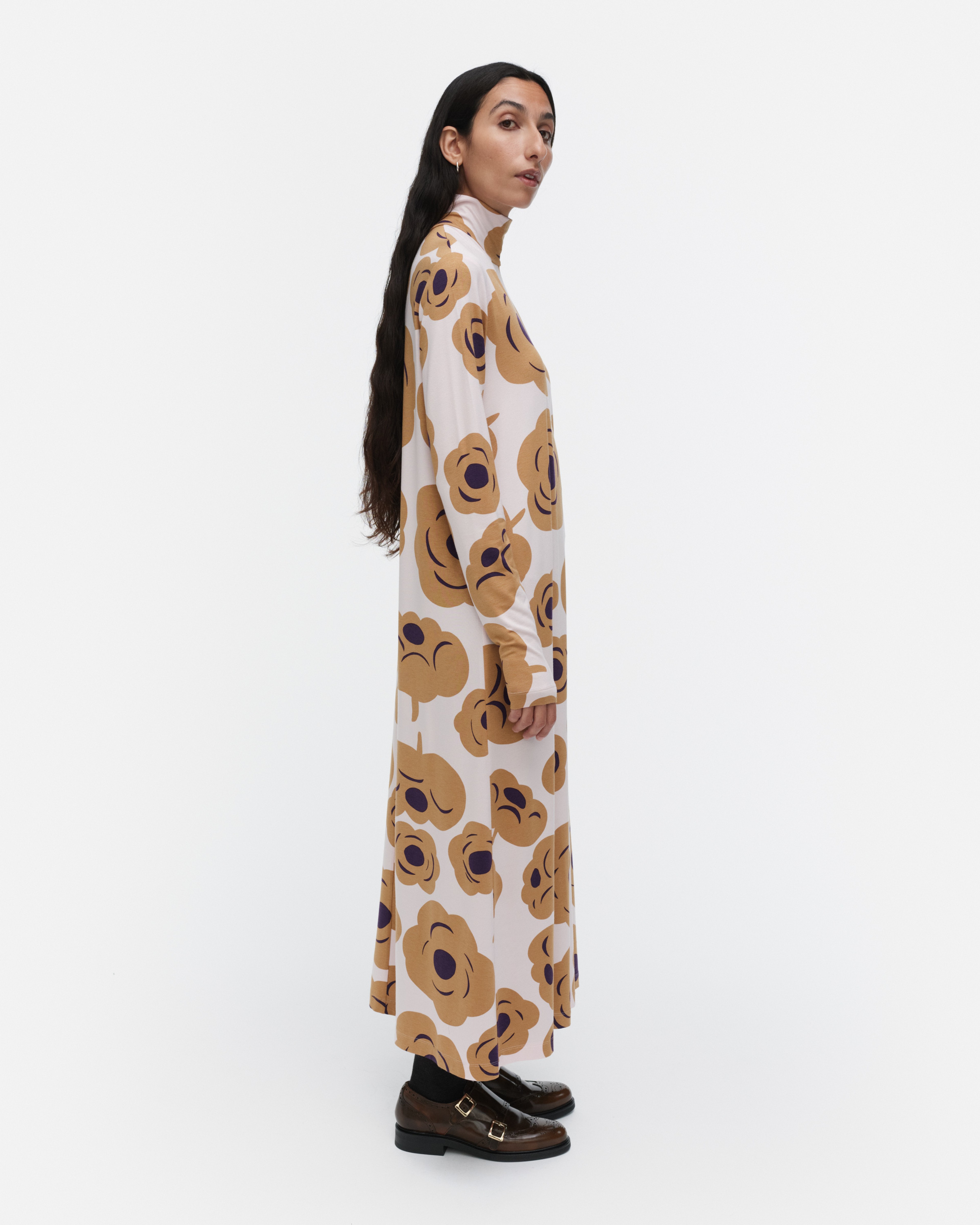 Cavea Tumma, Jersey dress, light pink, brown, dark purple,