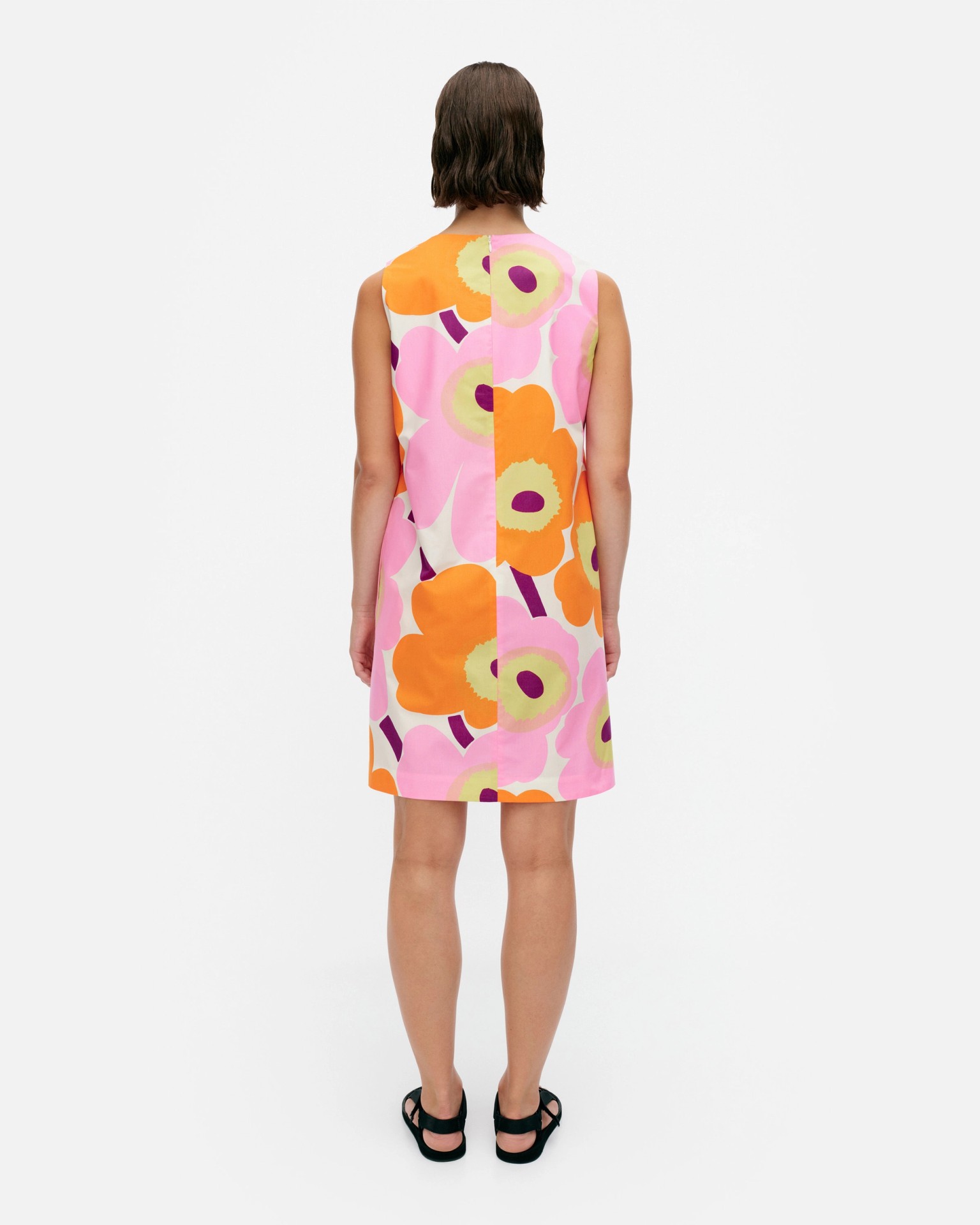 Kestit Unikko, Cotton dress, off-white, orange, light pink,