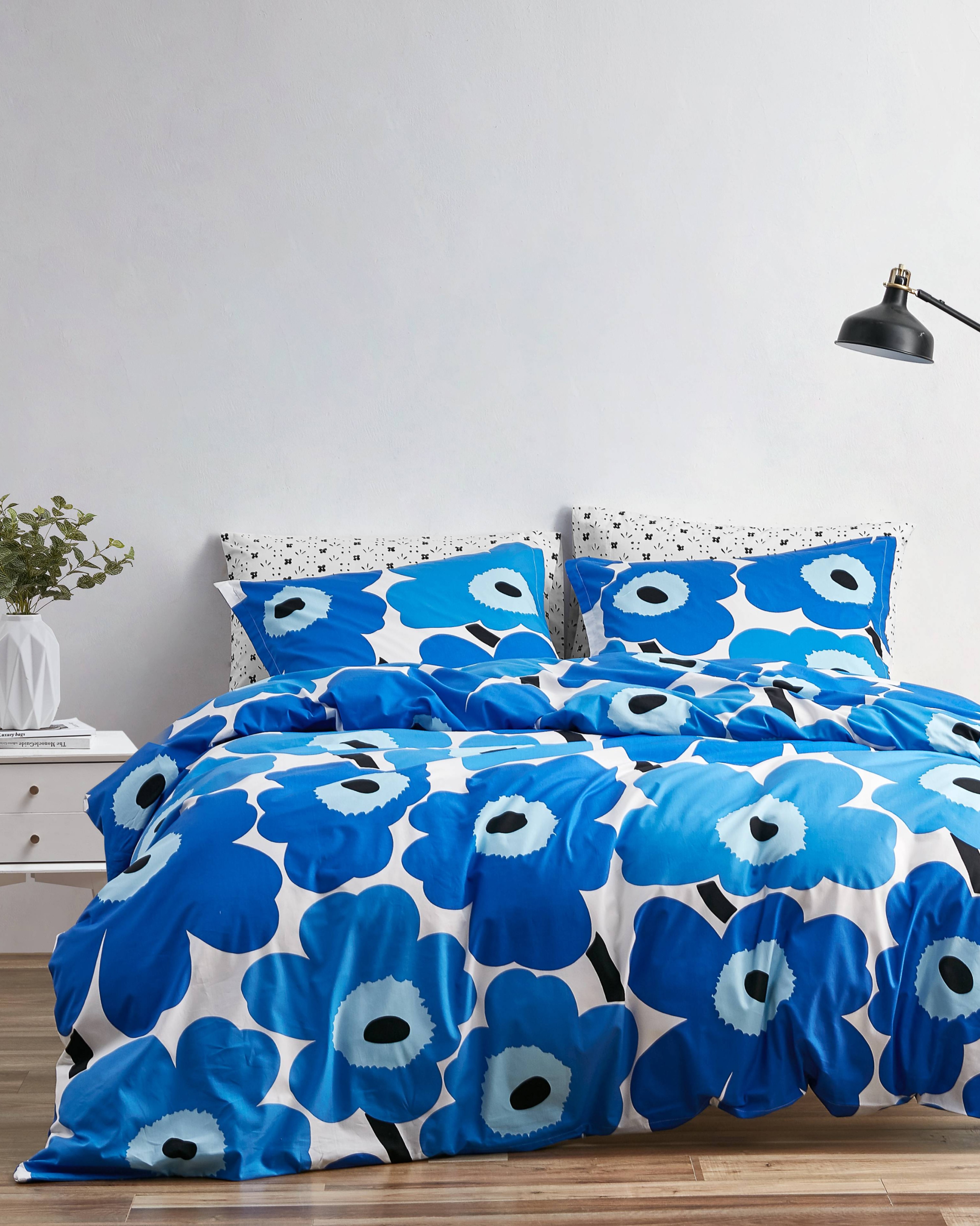 Unikko F/Q, Duvet cover set, white, blue,