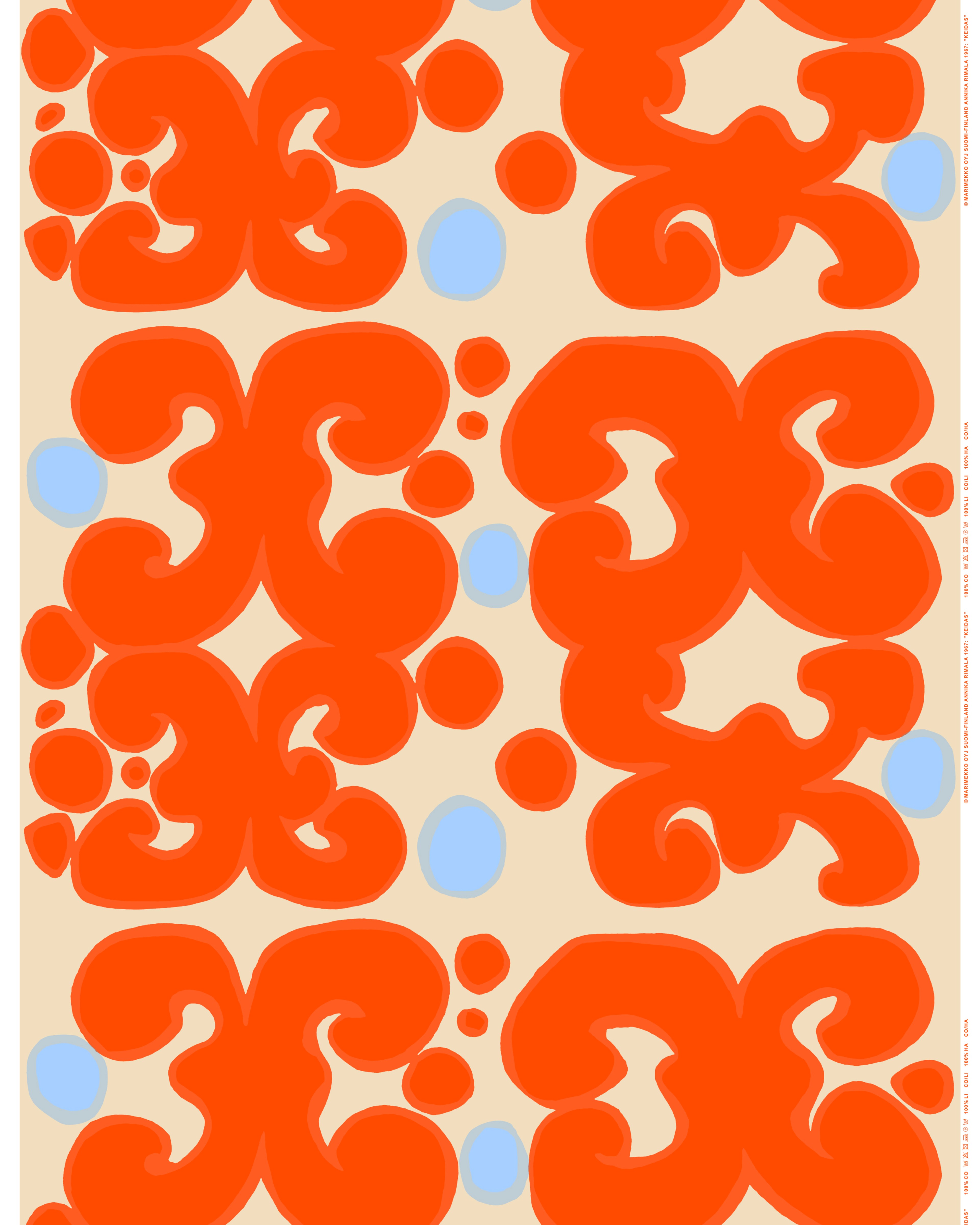 Keidas, Cotton fabric, ginger, orange red, l.blue,