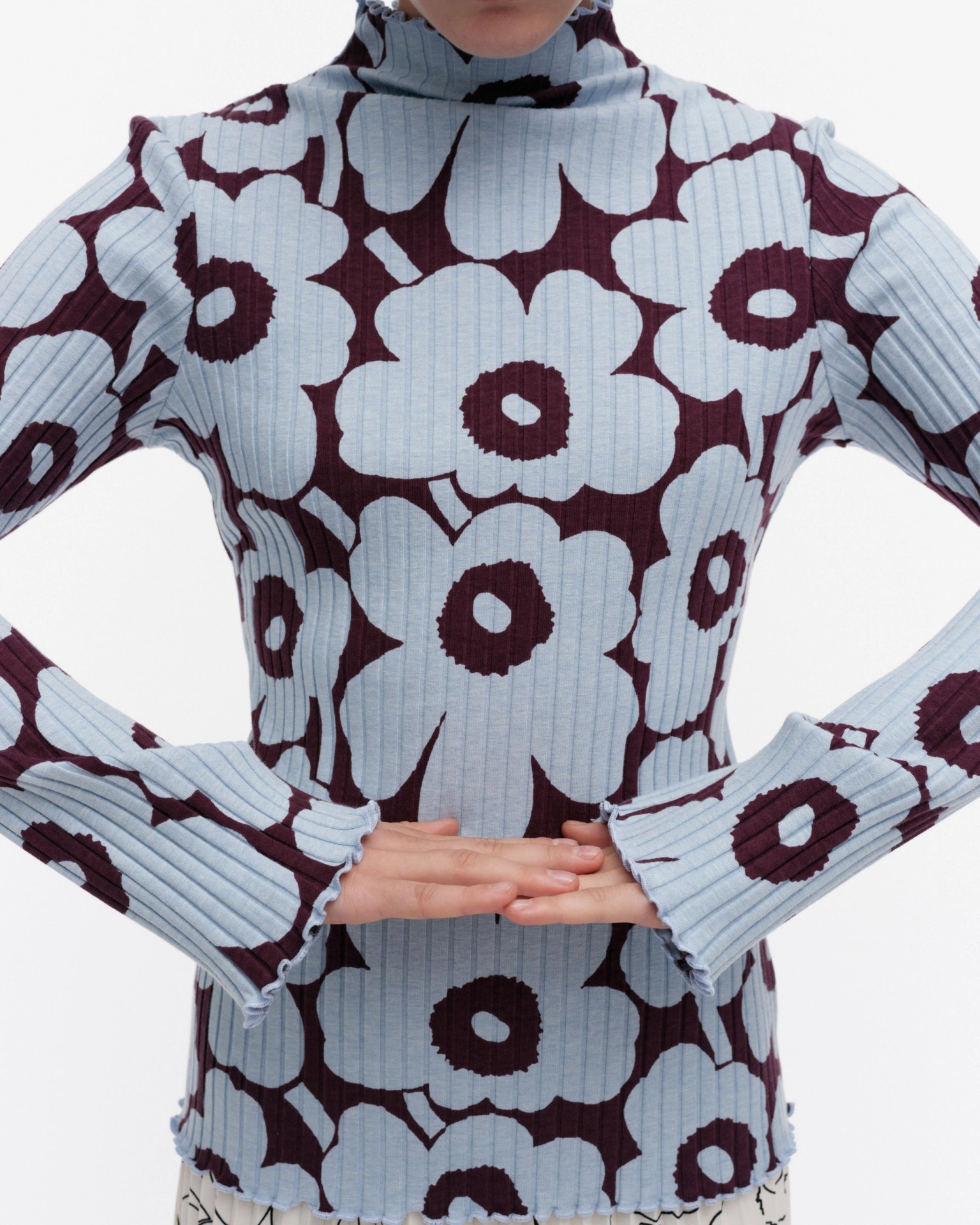 Faasi Unikko, Blouse, light blue, wine red,