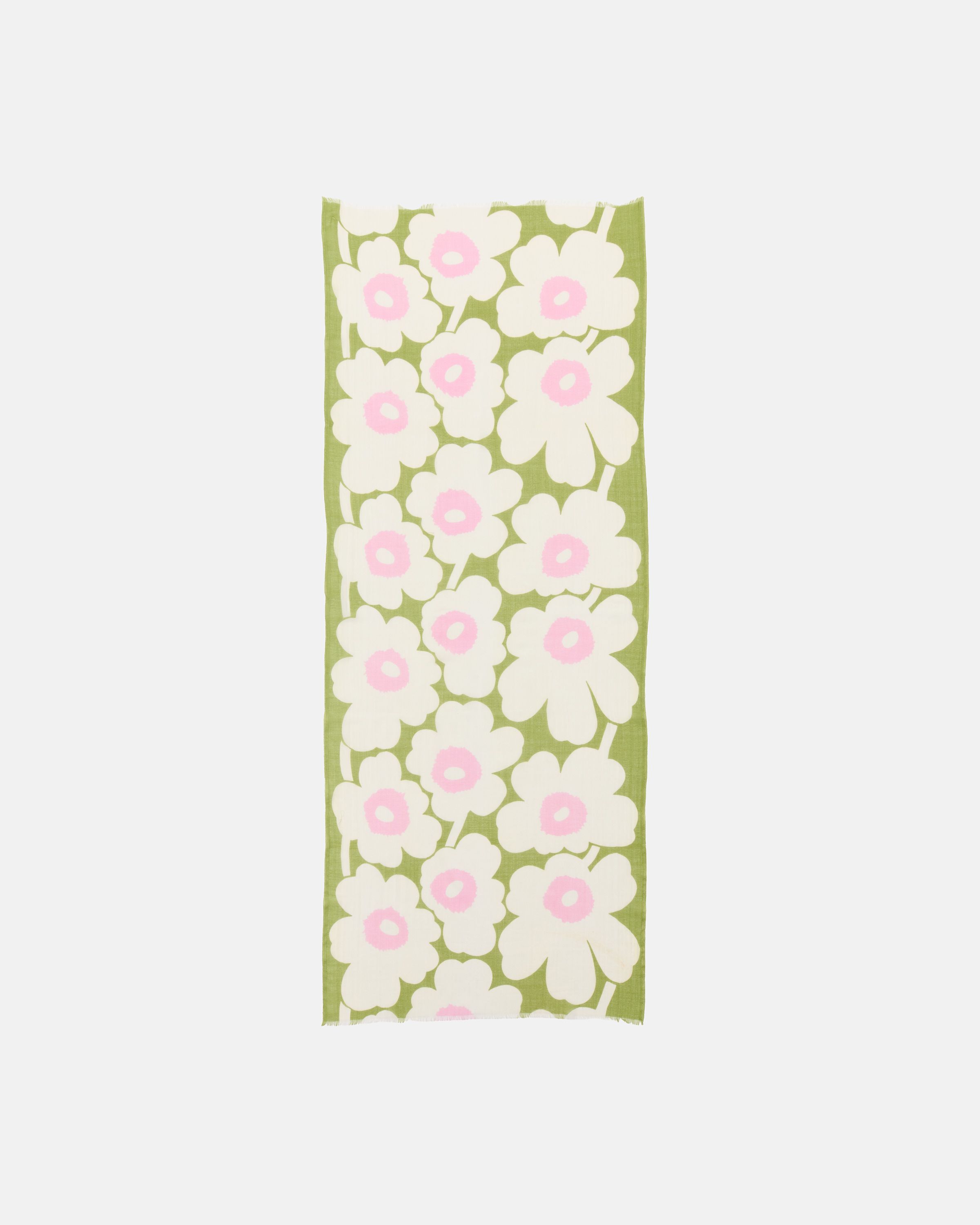 Fiore Unikko Scarf off white, green, light pink | Marimekko