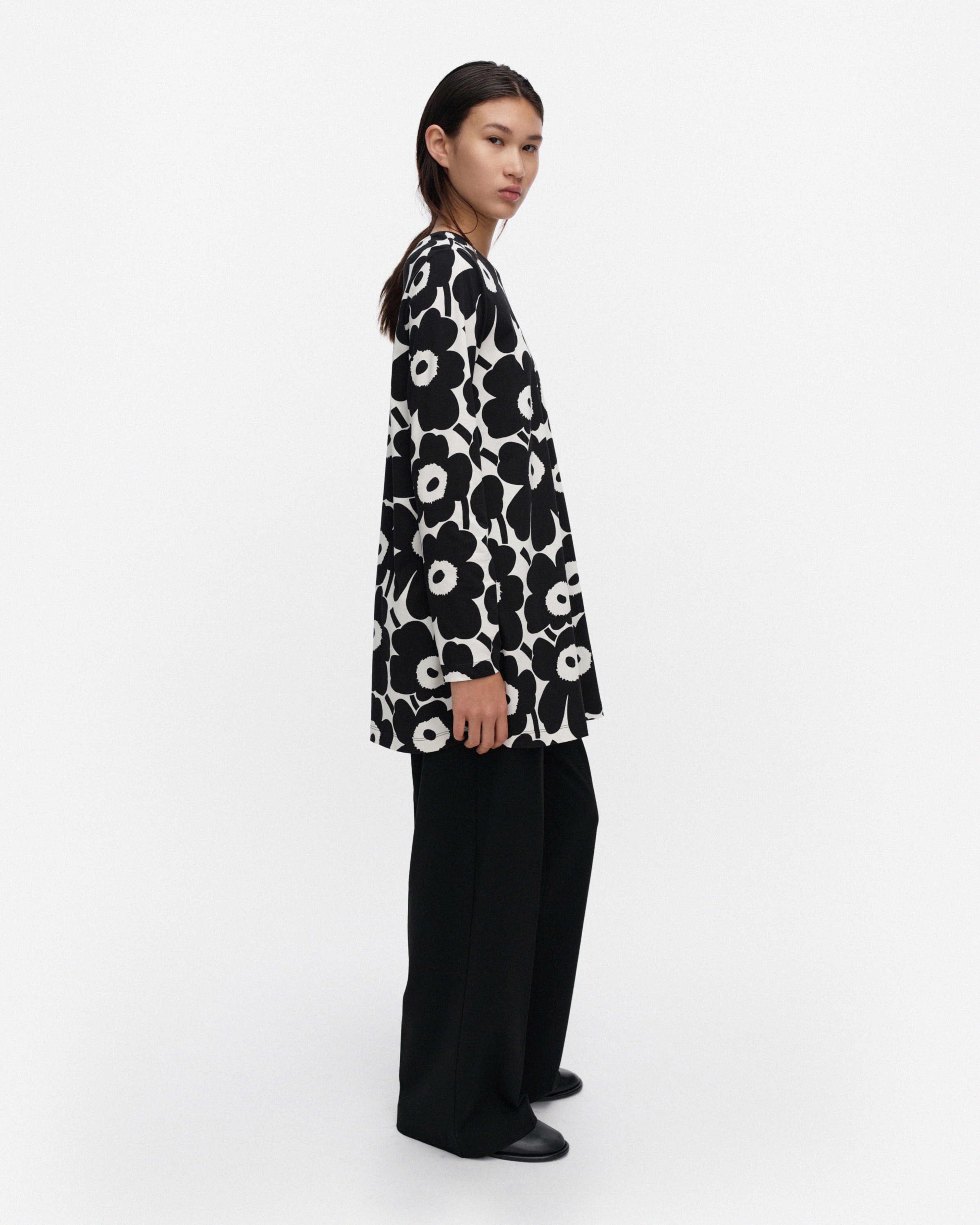 Kevät Unikko, Jersey tunic, black, off white,
