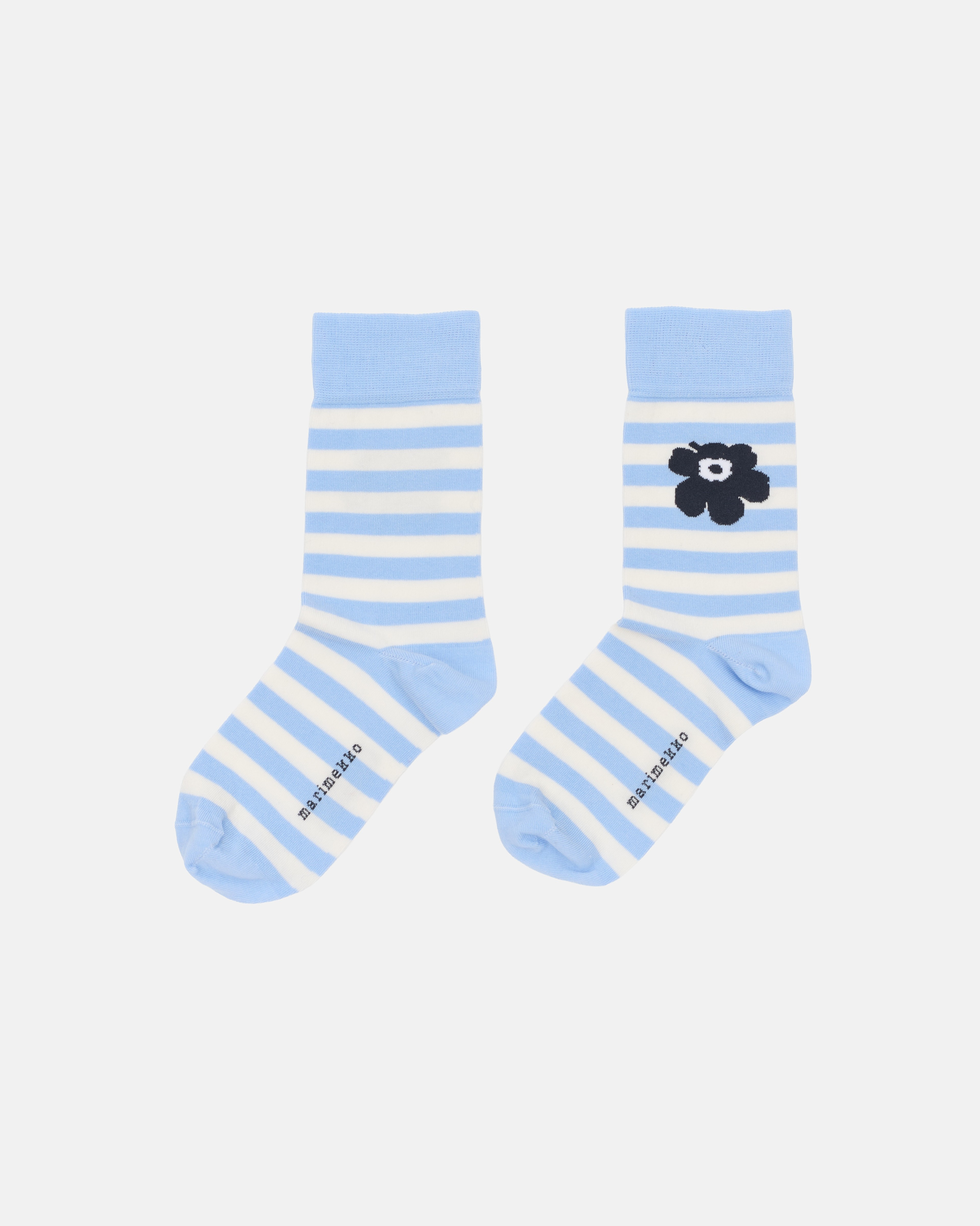 Kasvaa Tasaraita Unikko One, Socks, light blue, off white,