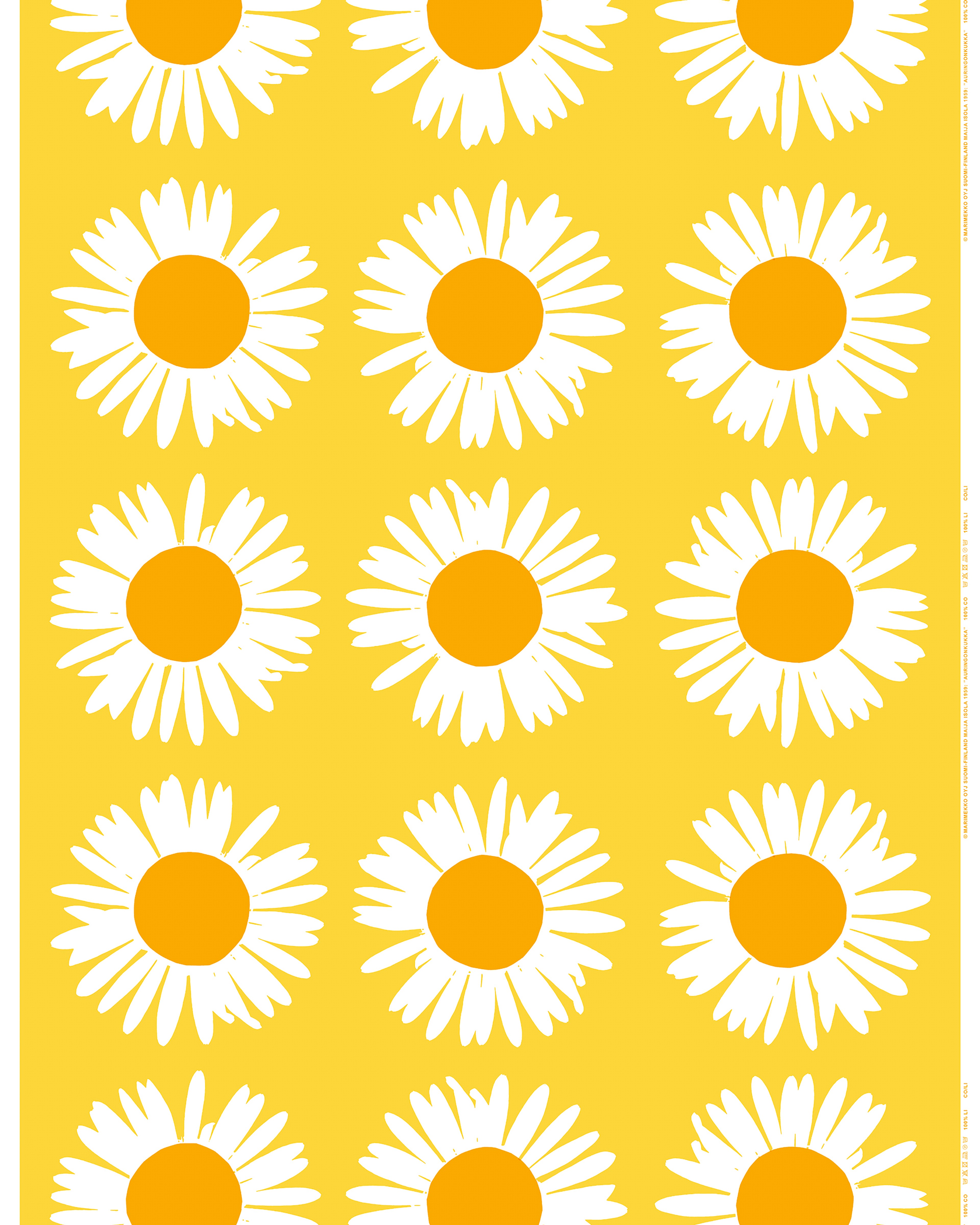 Auringonkukka, Acrylic coated cotton, yellow, white, yellow,