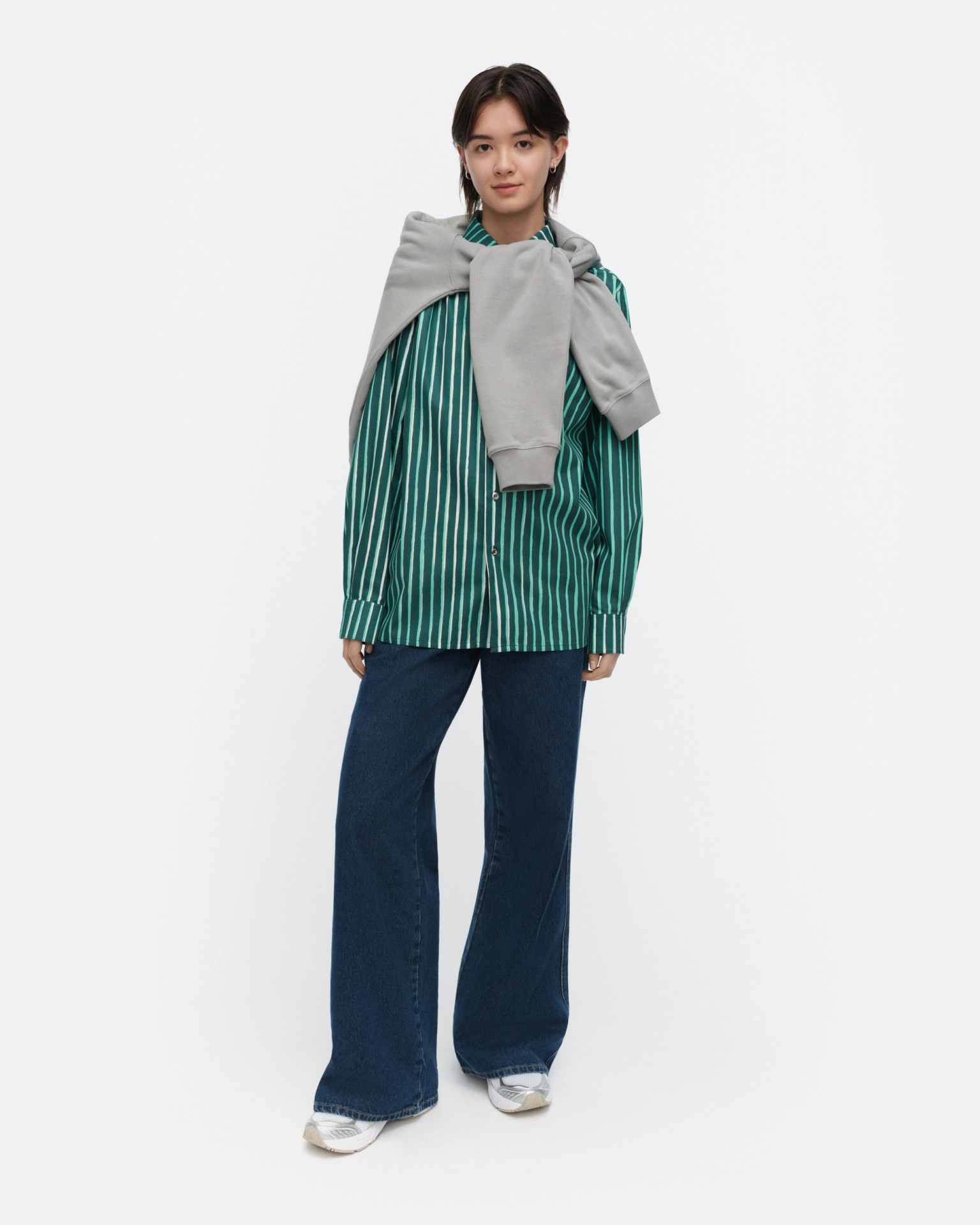 Jokapoika, Kioski cotton shirt, dark green, turquoise, white,