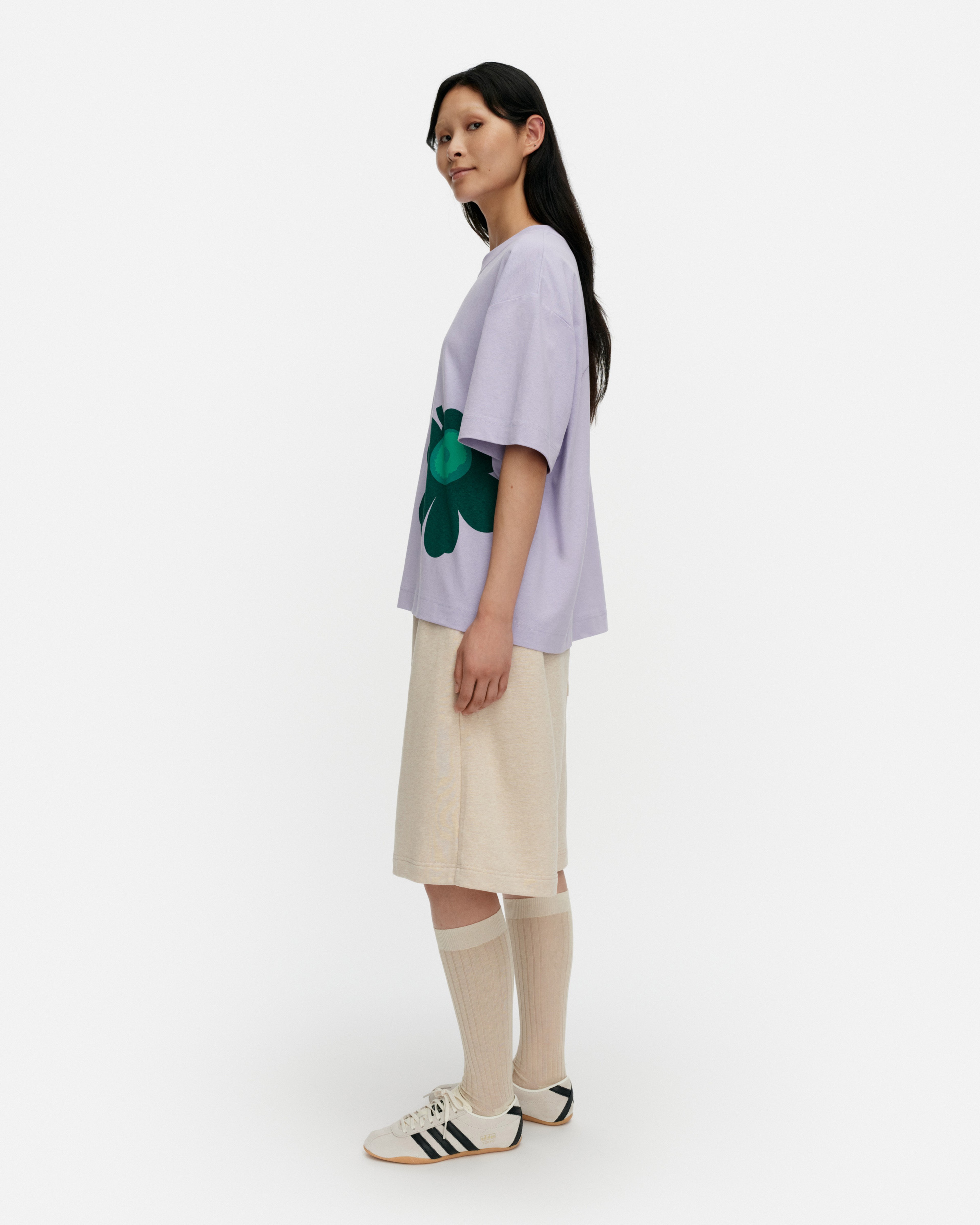 Tunti Unikko Placement, Kioski shirt, lilac, dark green, green,