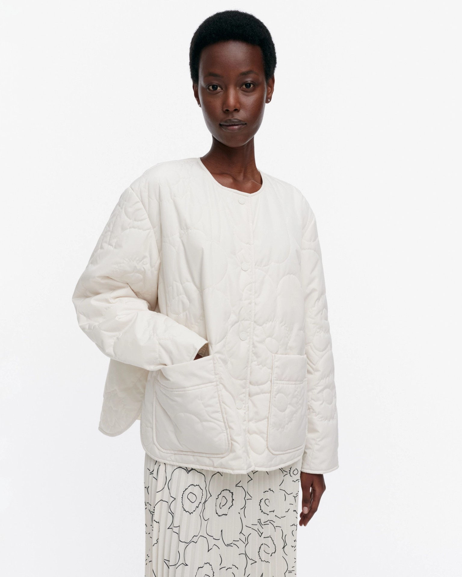 Kapseli Piirto Unikko, Lightweight padded coat, white, white,