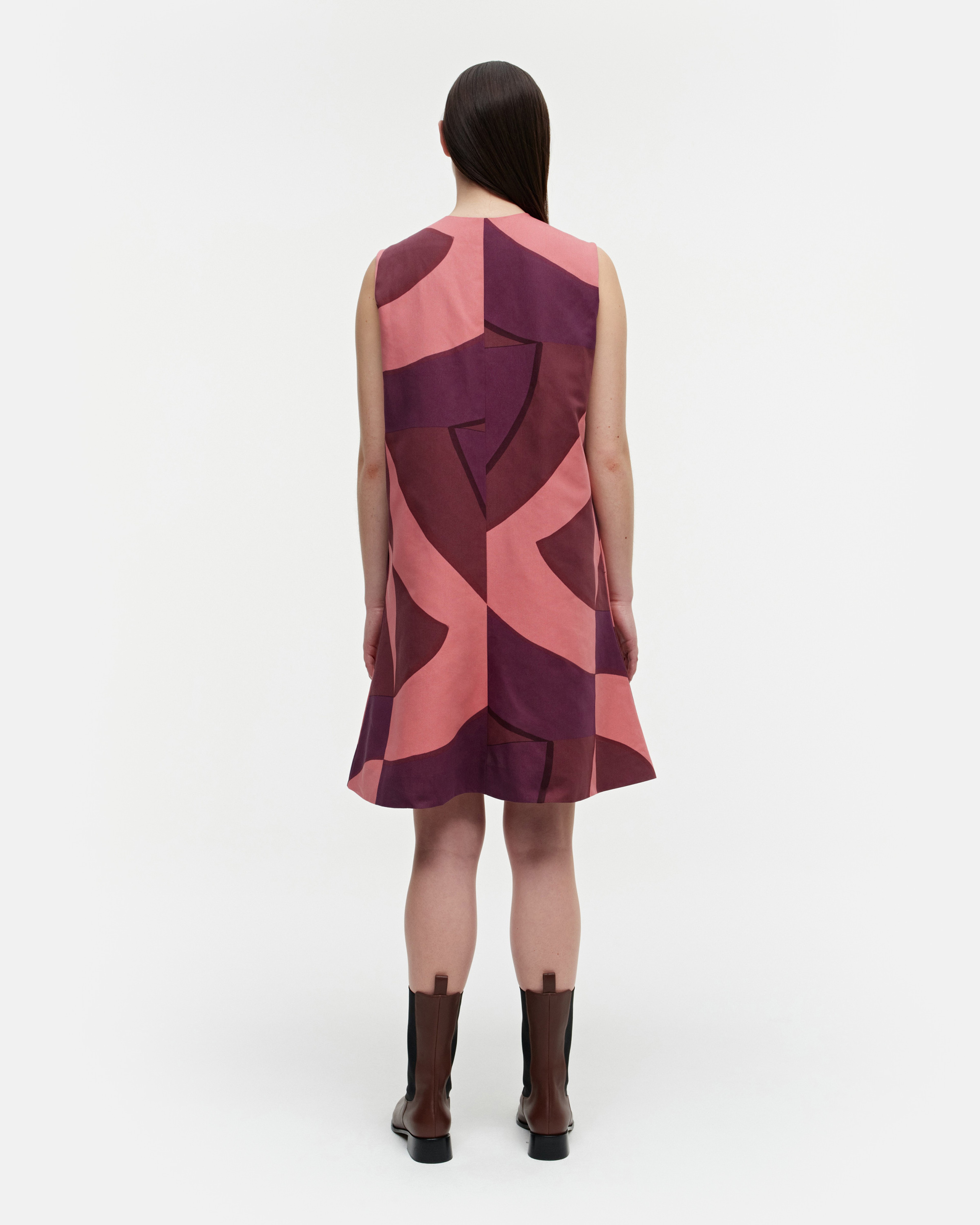 Laineilla Savanni, Cotton-linen dress, dark red, pink,