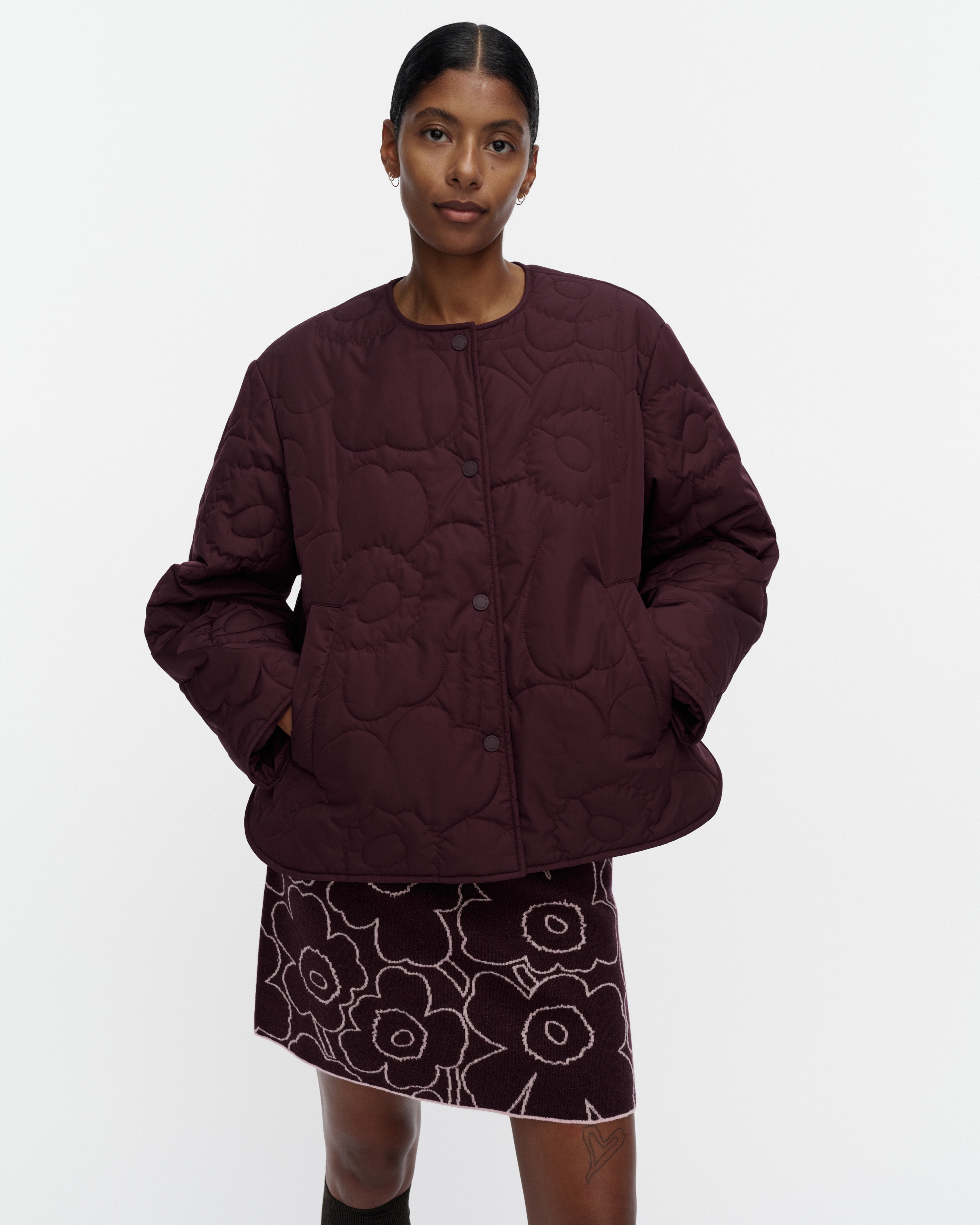 Kapseli Piirto Unikko, Lightweight padded coat, wine red, wine red,
