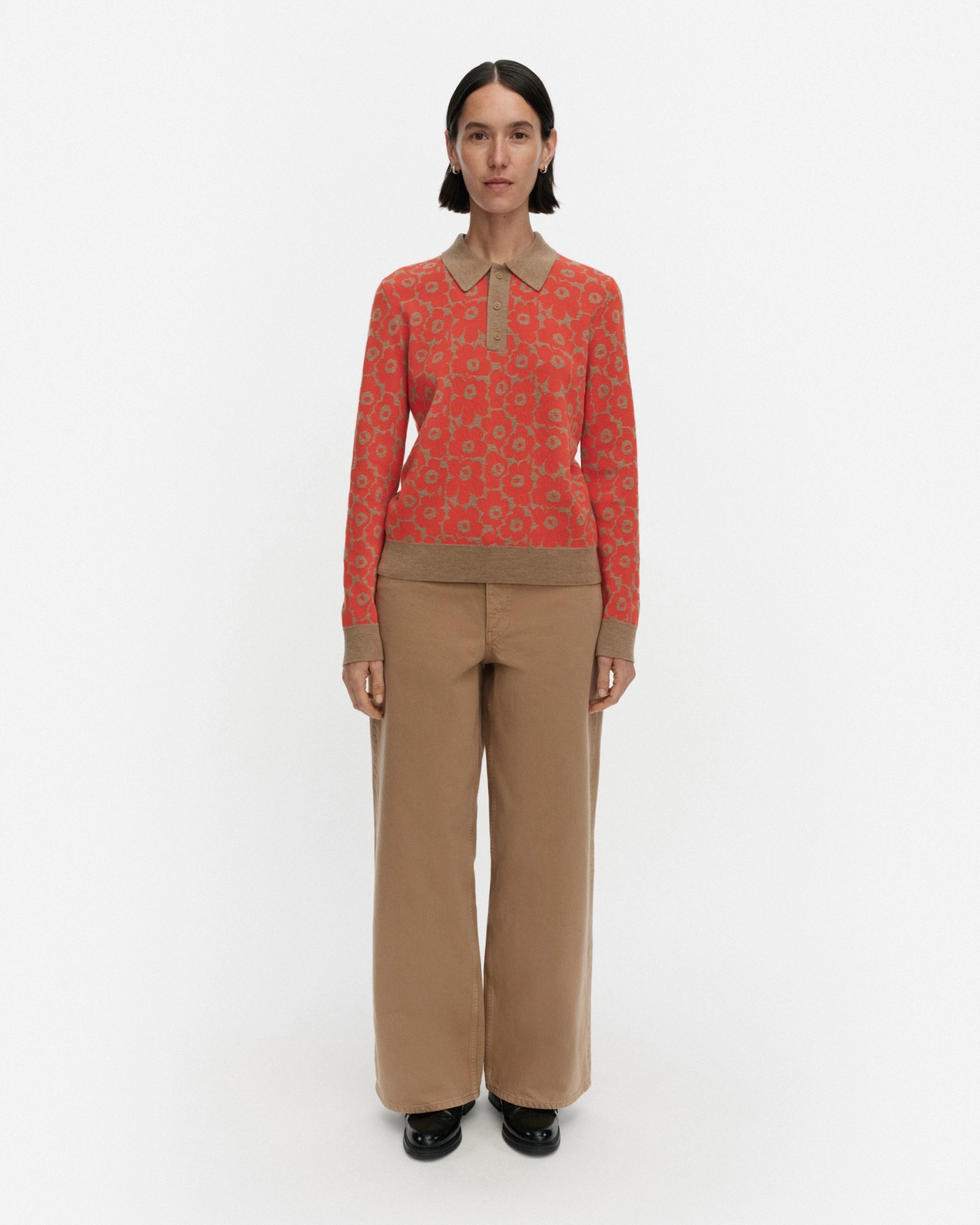 Sportti Unikko, Knitted pullover, dark orange, beige,