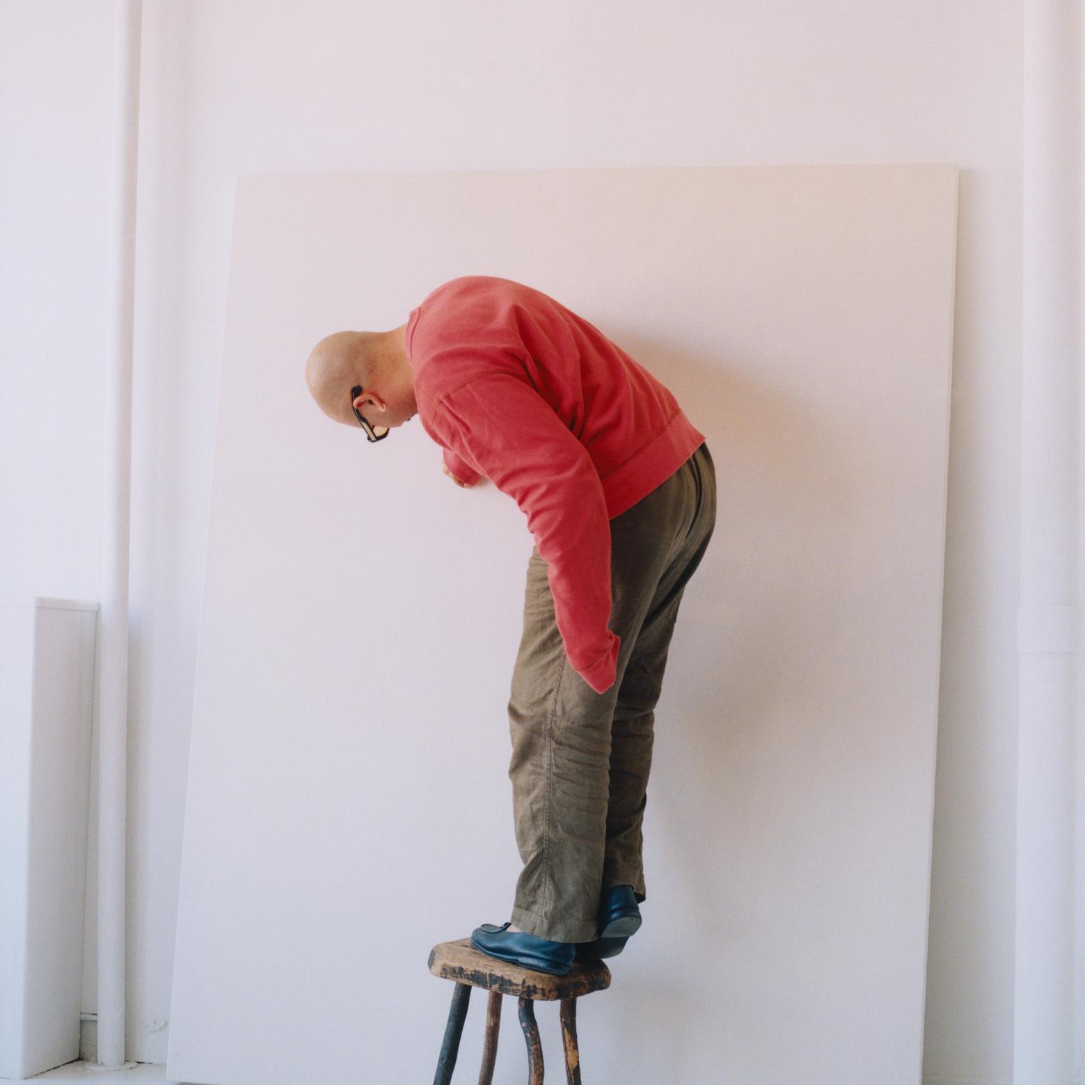 Landon Metz is painting.