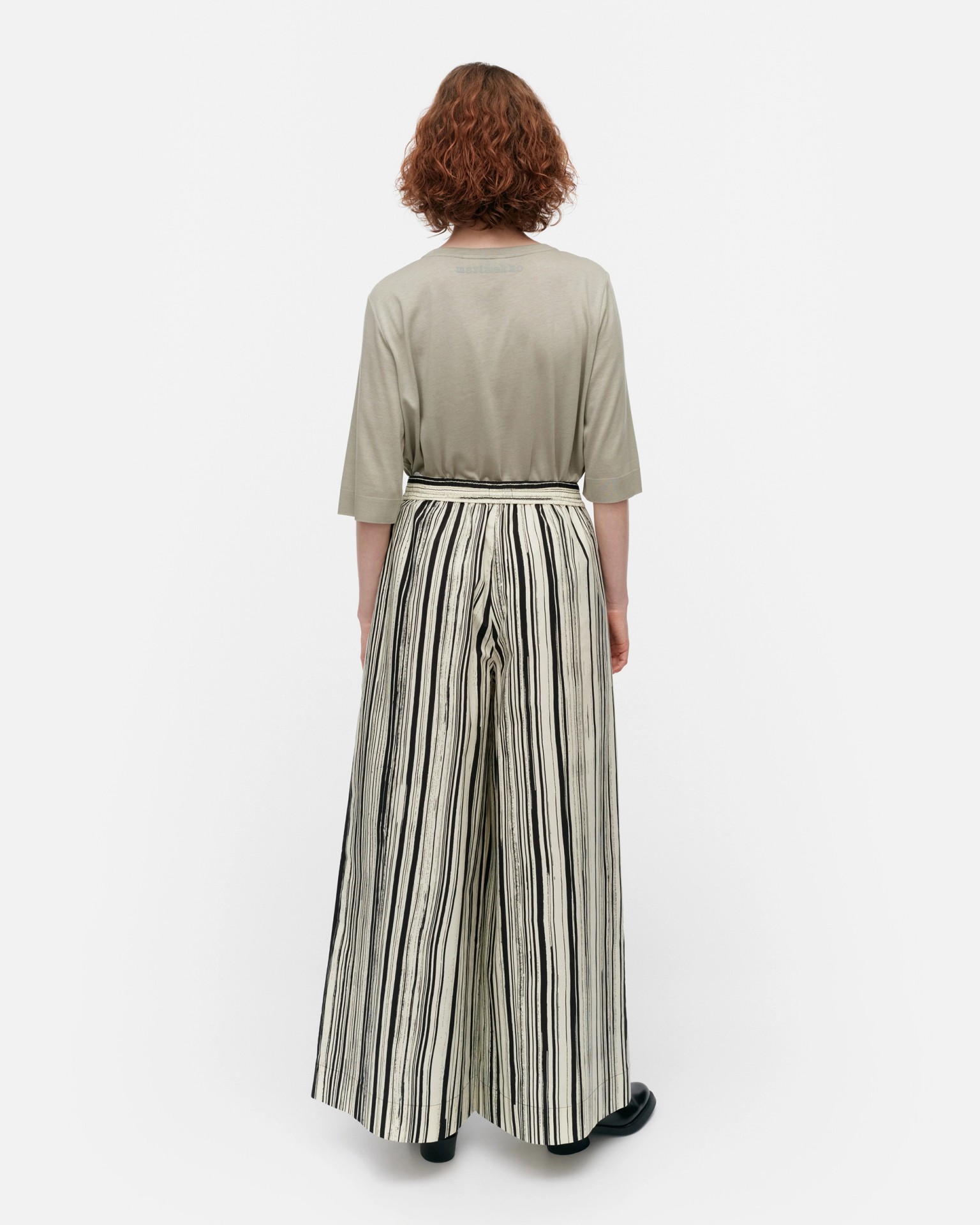 Kohti Siluetti, Cotton poplin trousers, light yellow, black,