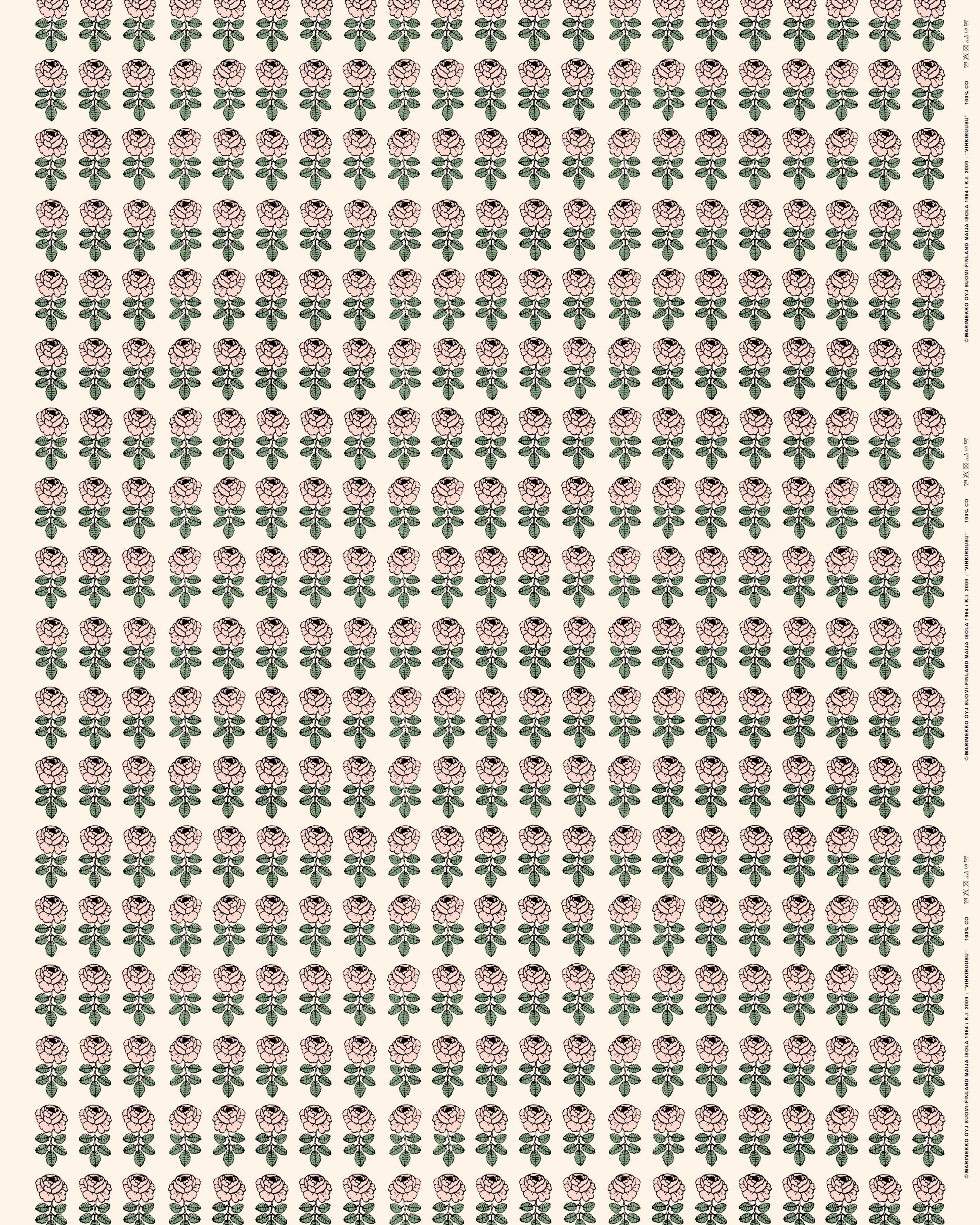 Vihkiruusu, Cotton fabric, cotton, pink, green,