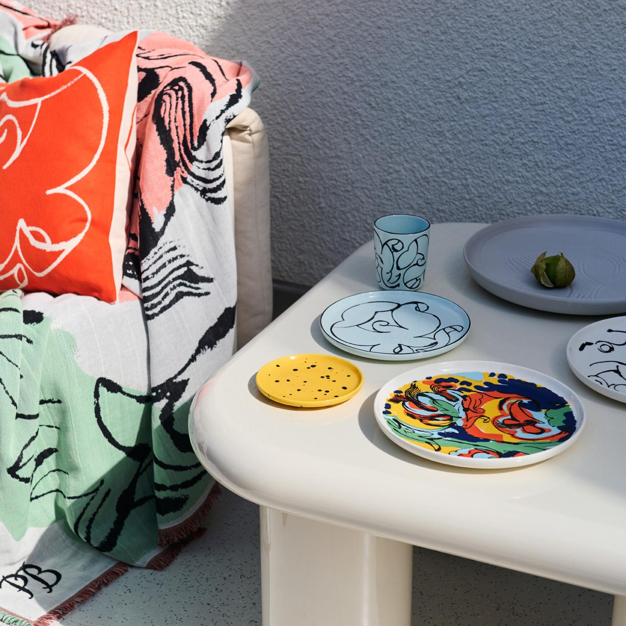 Petra Börner's artwork Vildsjälk decorating Marimekko's home collection.