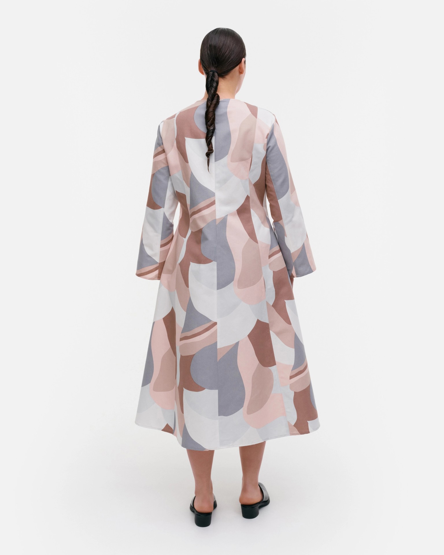 Loituma Kamelia, Cotton linen dress, light rose, brown, grey,