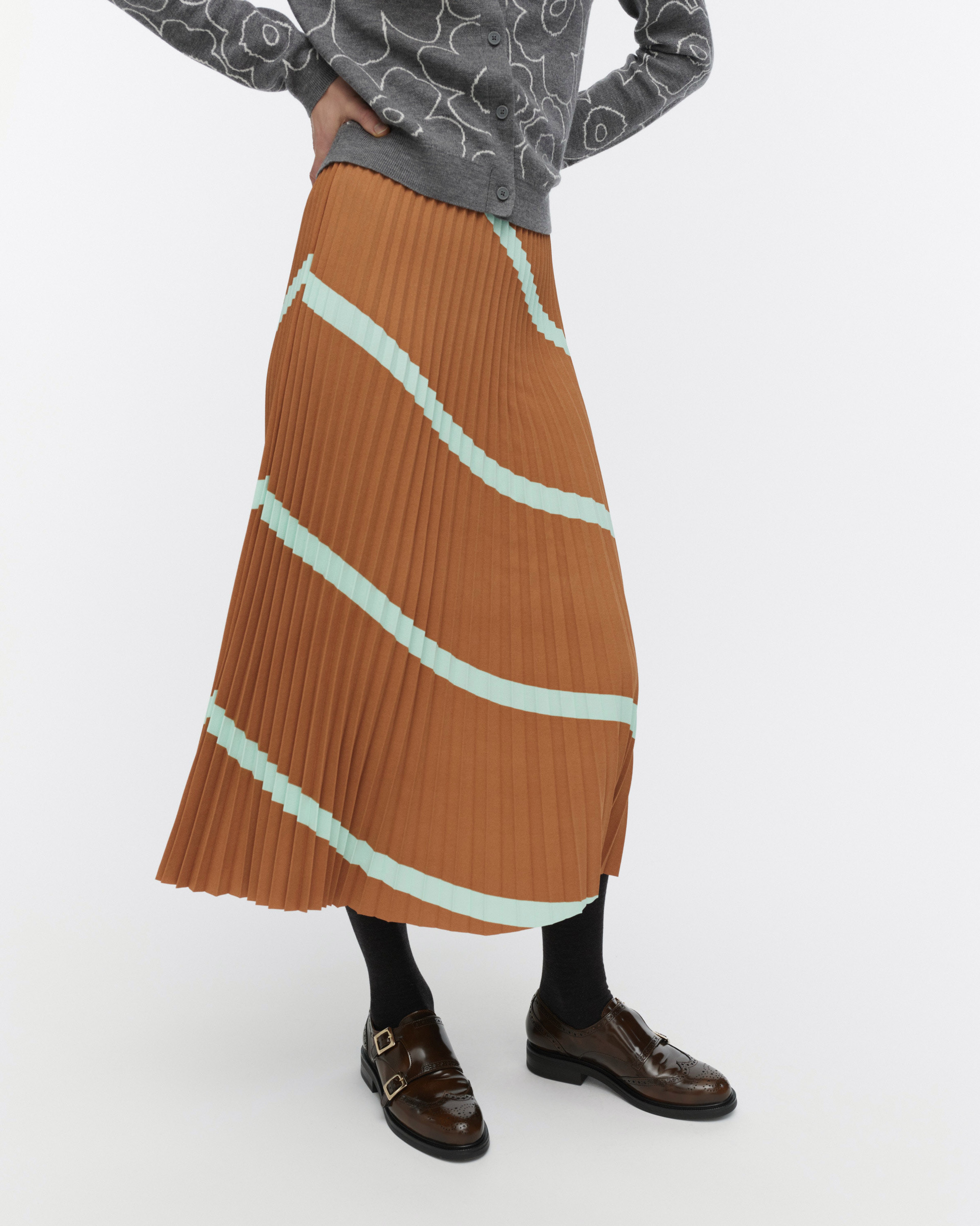 Piiru Basso, Skirt, light brown, turquoise,