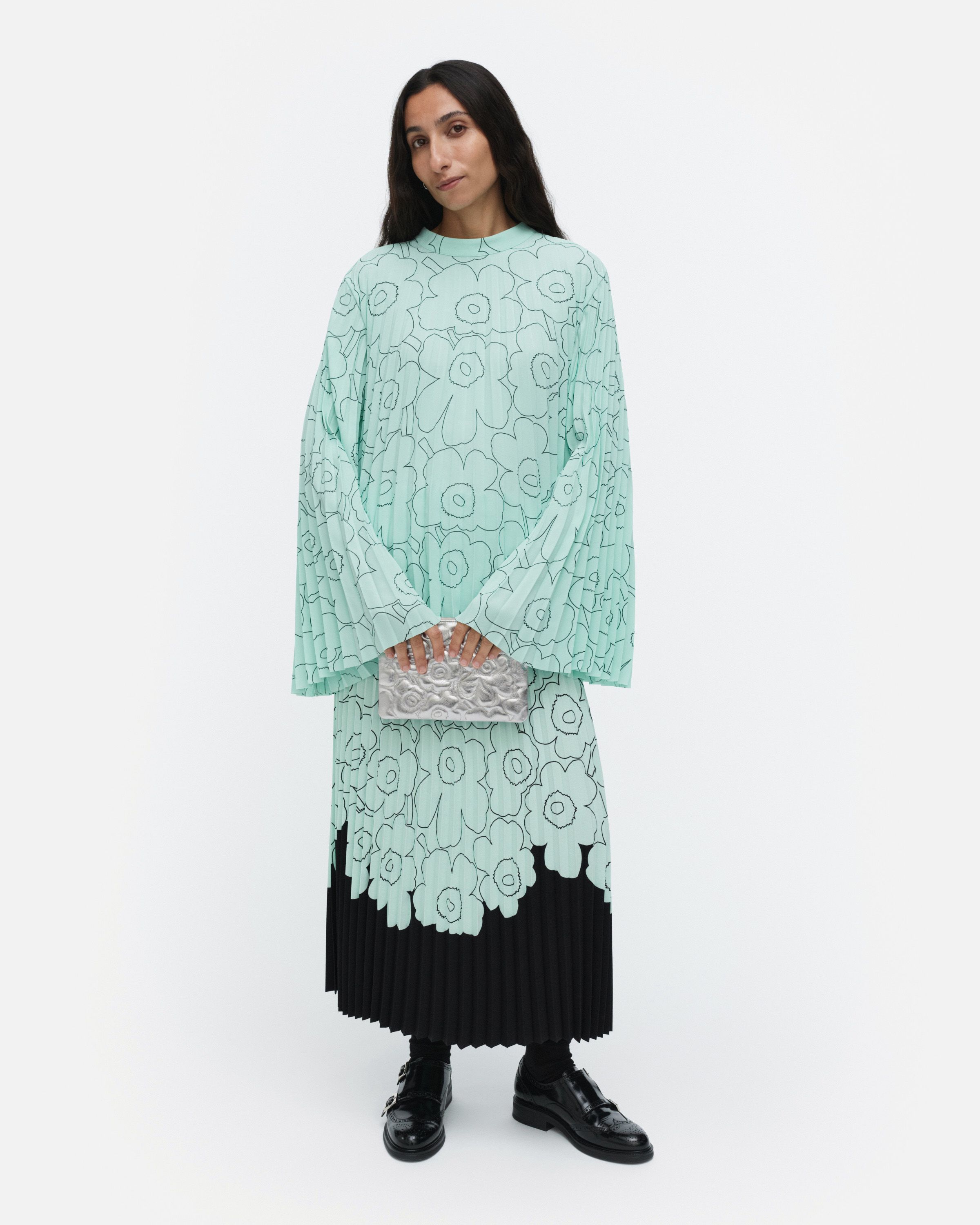 Duuri Piirto Unikko Blouse light turquoise, dark green | Marimekko