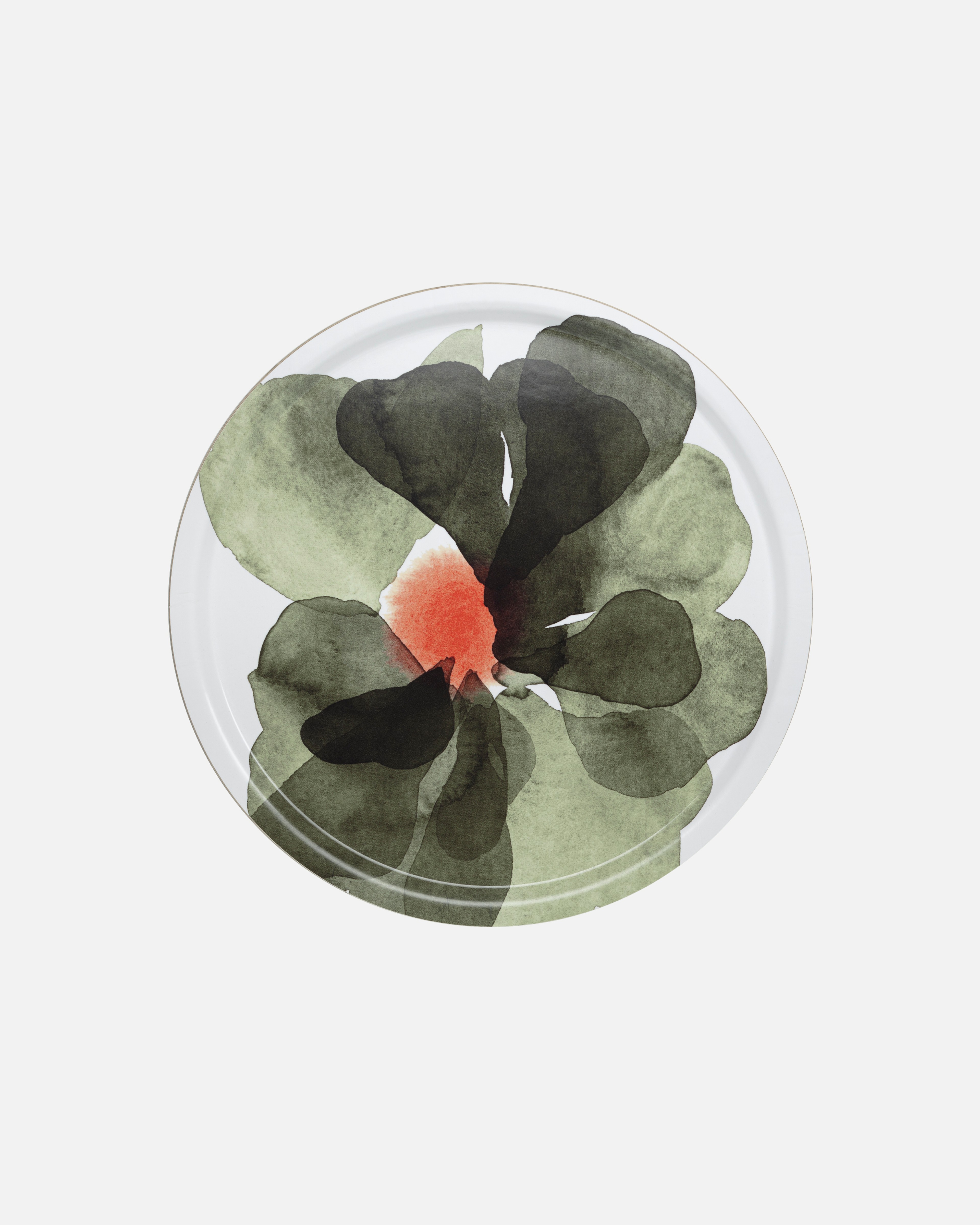 Valssi, Tray 46 cm, white, forest green, tomatored,