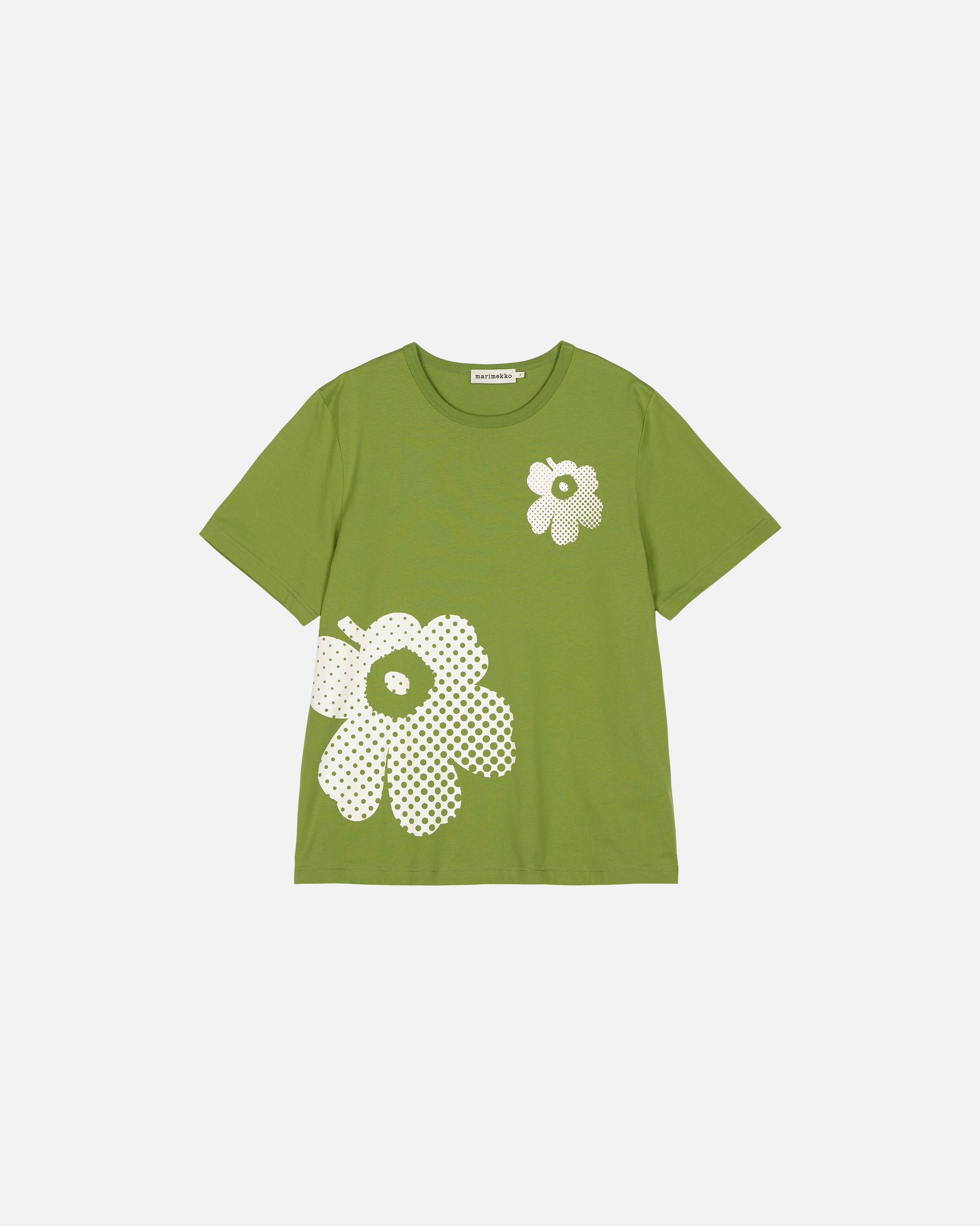 Vihne Unikko Placement Kioski t-shirt green, off white | Marimekko