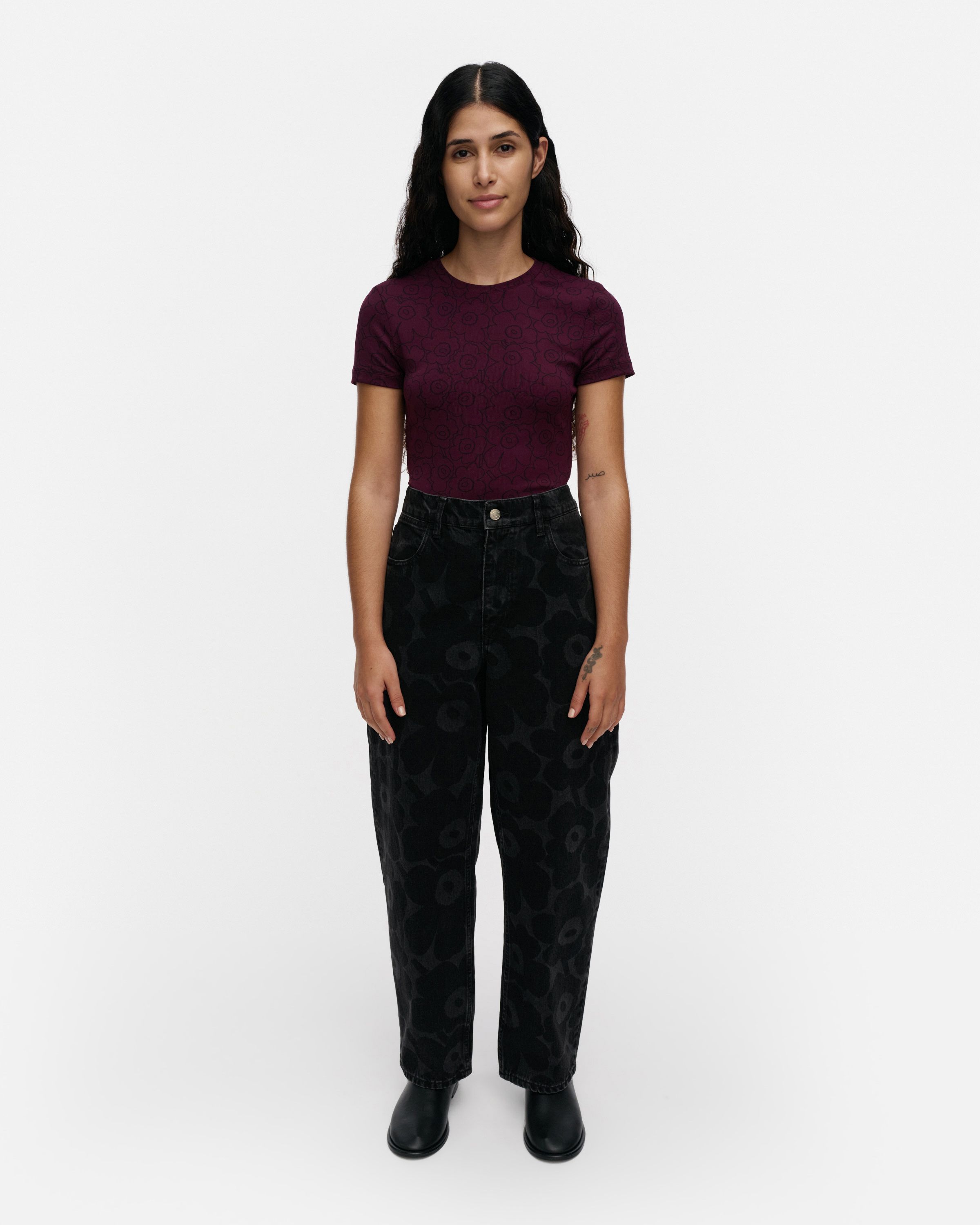 Maridenim Barrel Unikko Jeans washed black | Marimekko