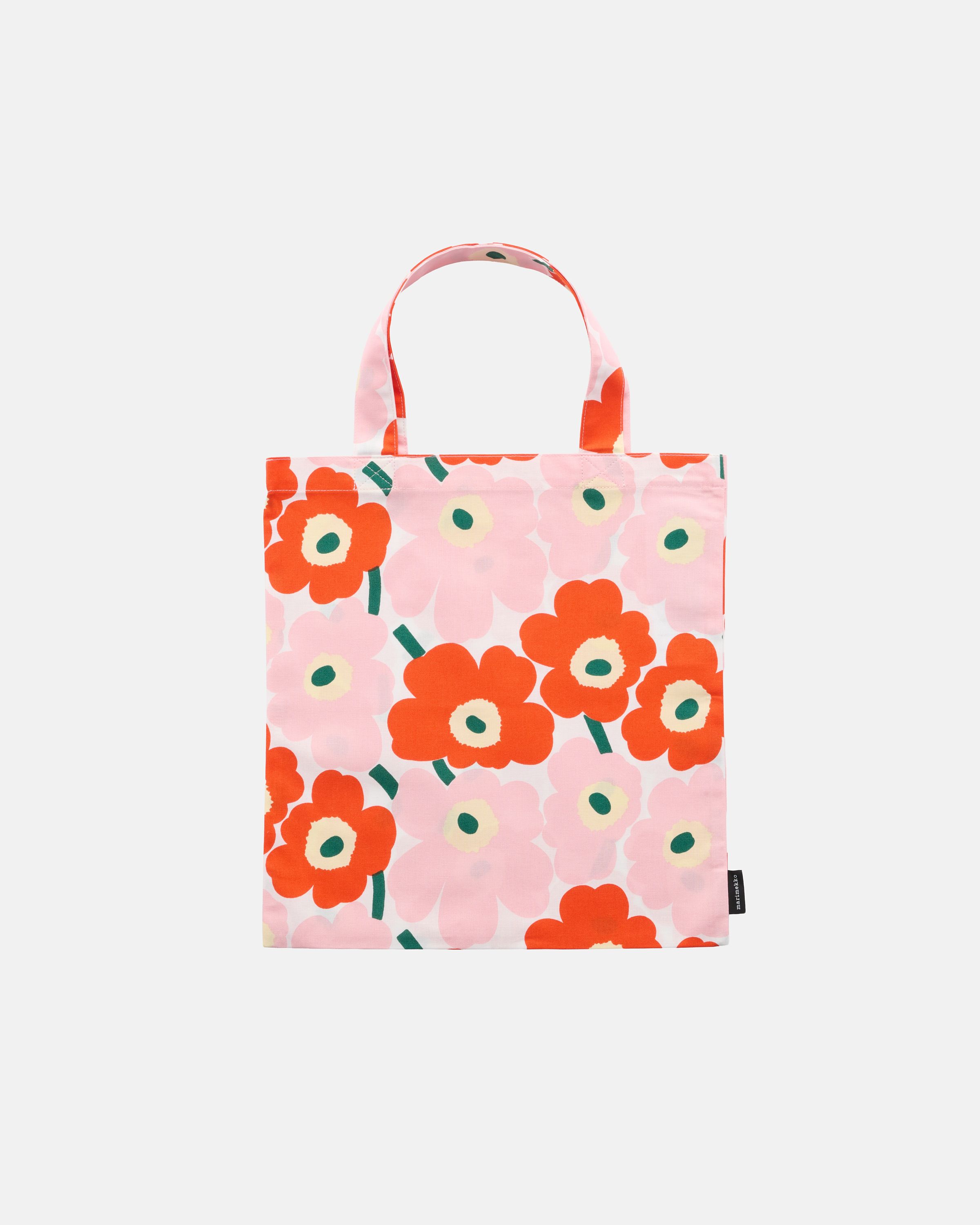 Mini Unikko Bag 33x32 cm white, tomato, pink, green | Marimekko
