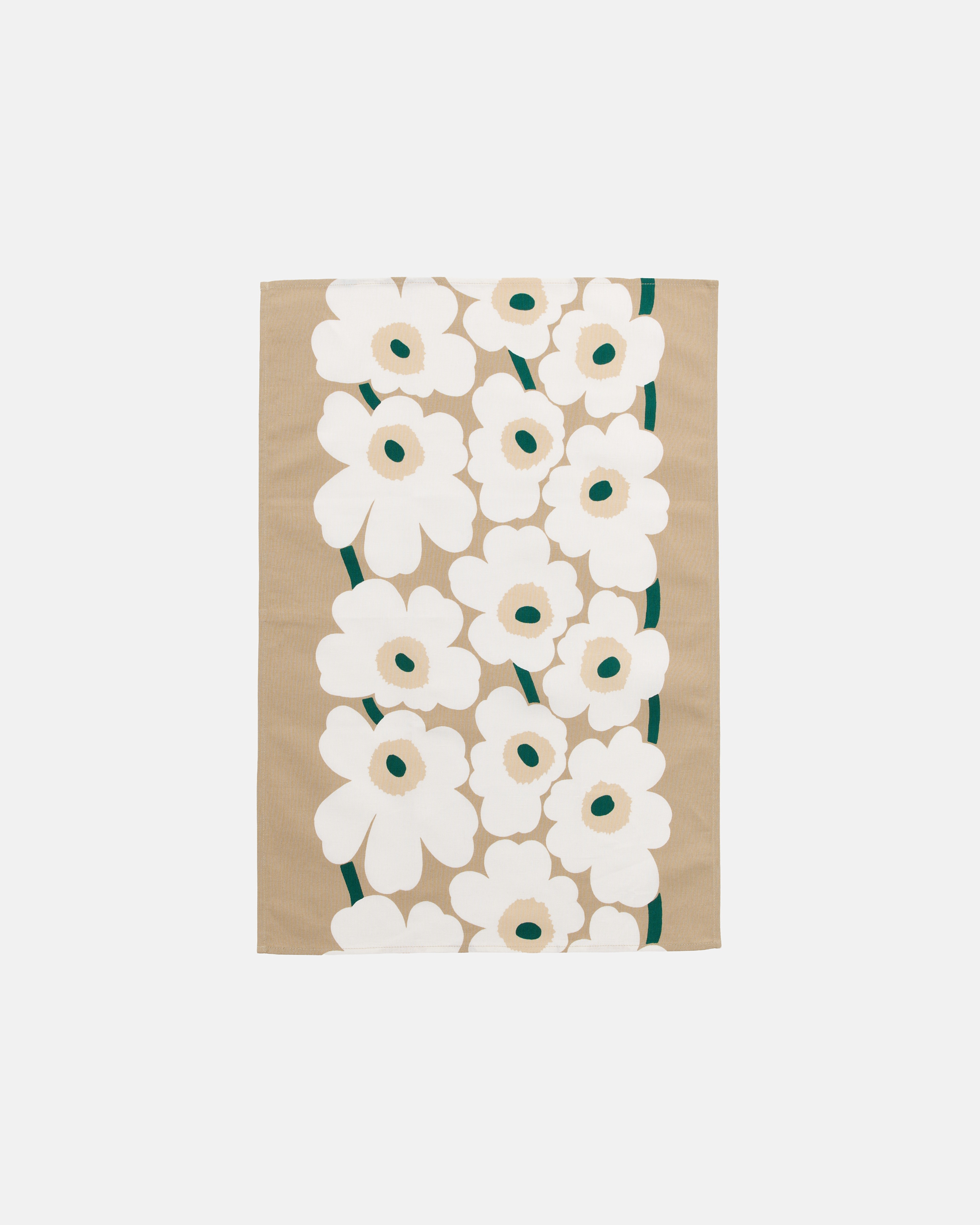 Unikko, Kitchen towel 47x70 cm, sand, white, hay, emerald,