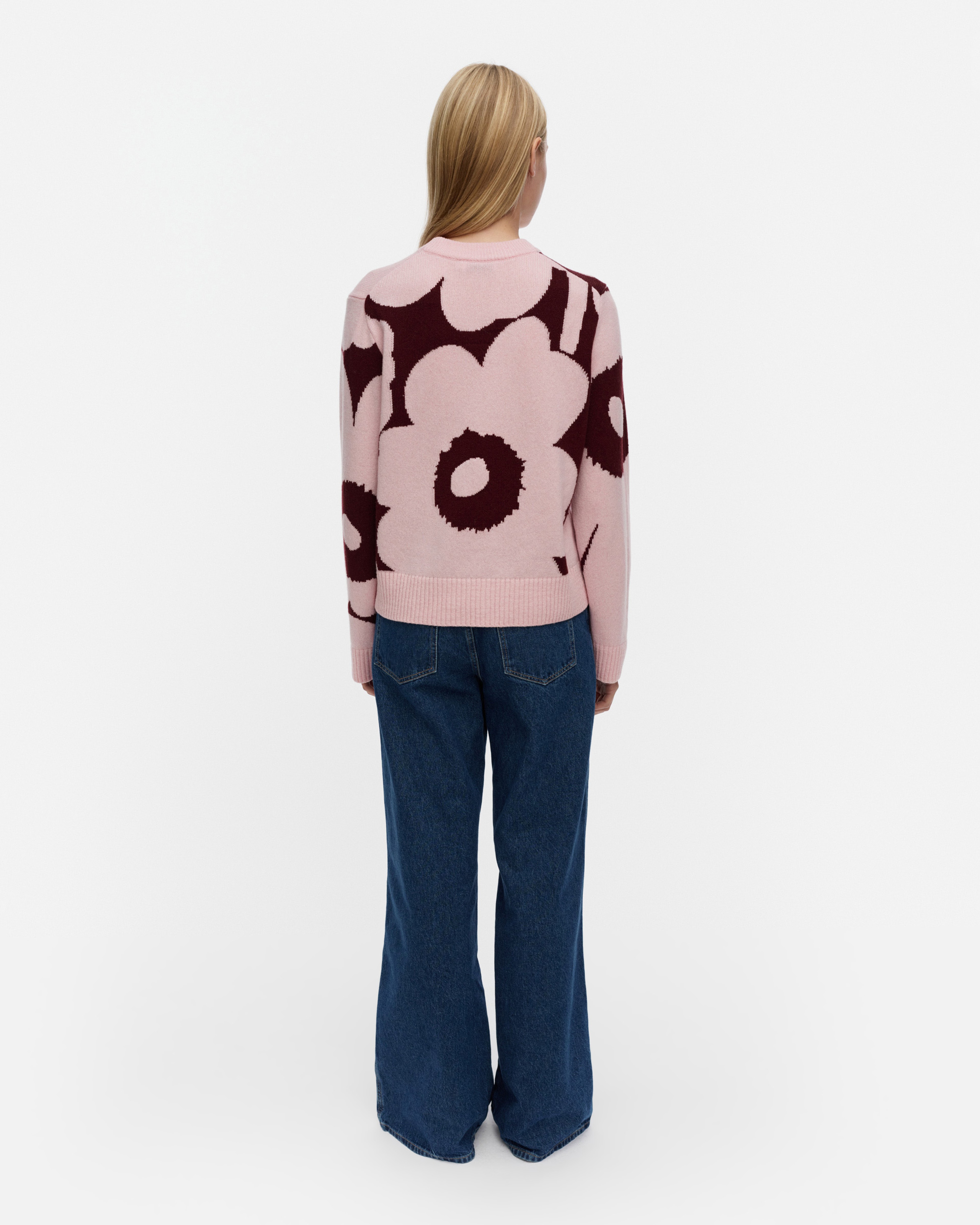 Aatto Unikko, Knitted pullover, light pink, wine red,