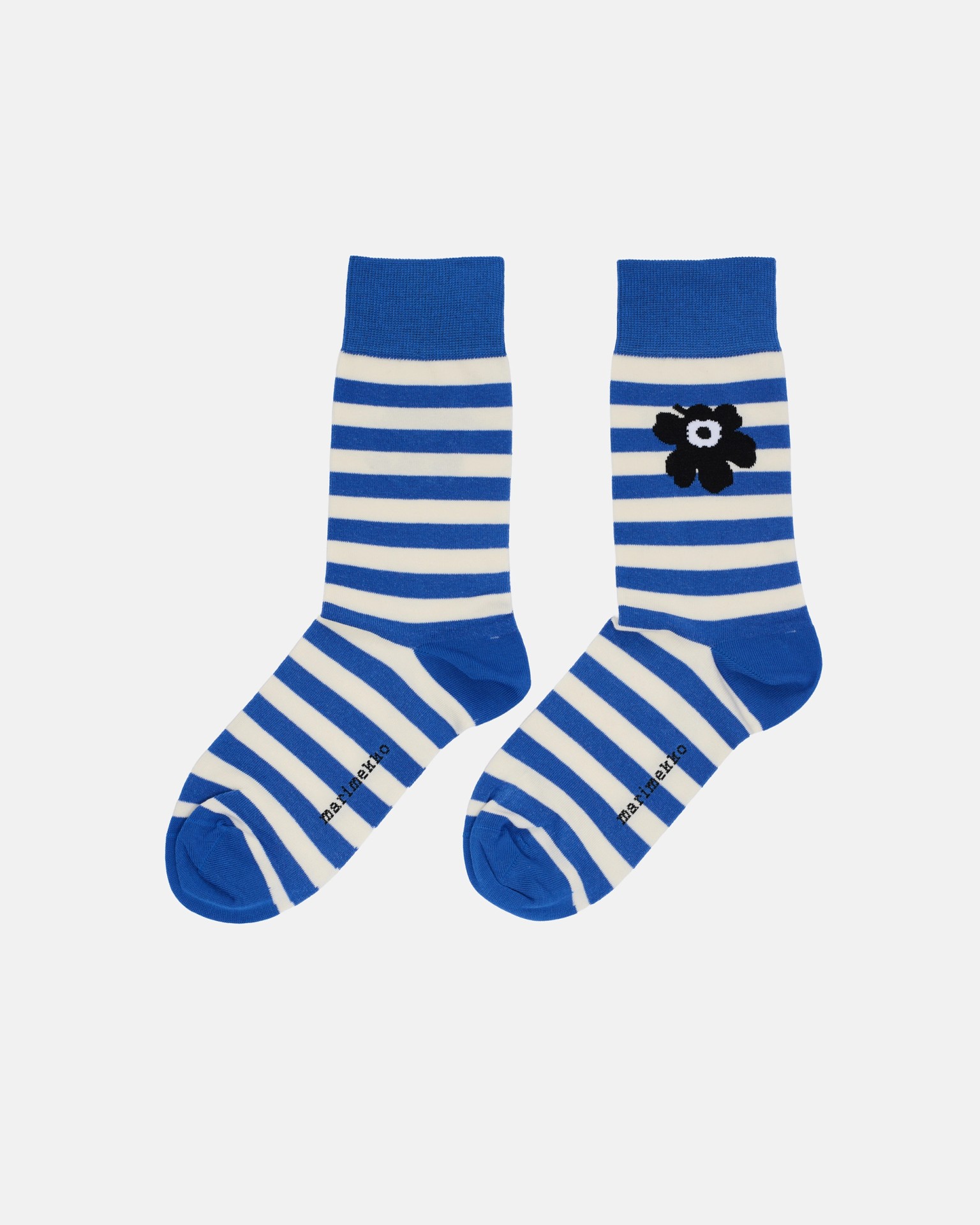 Kasvaa Tasaraita Unikko One, Socks, blue, off white, black,