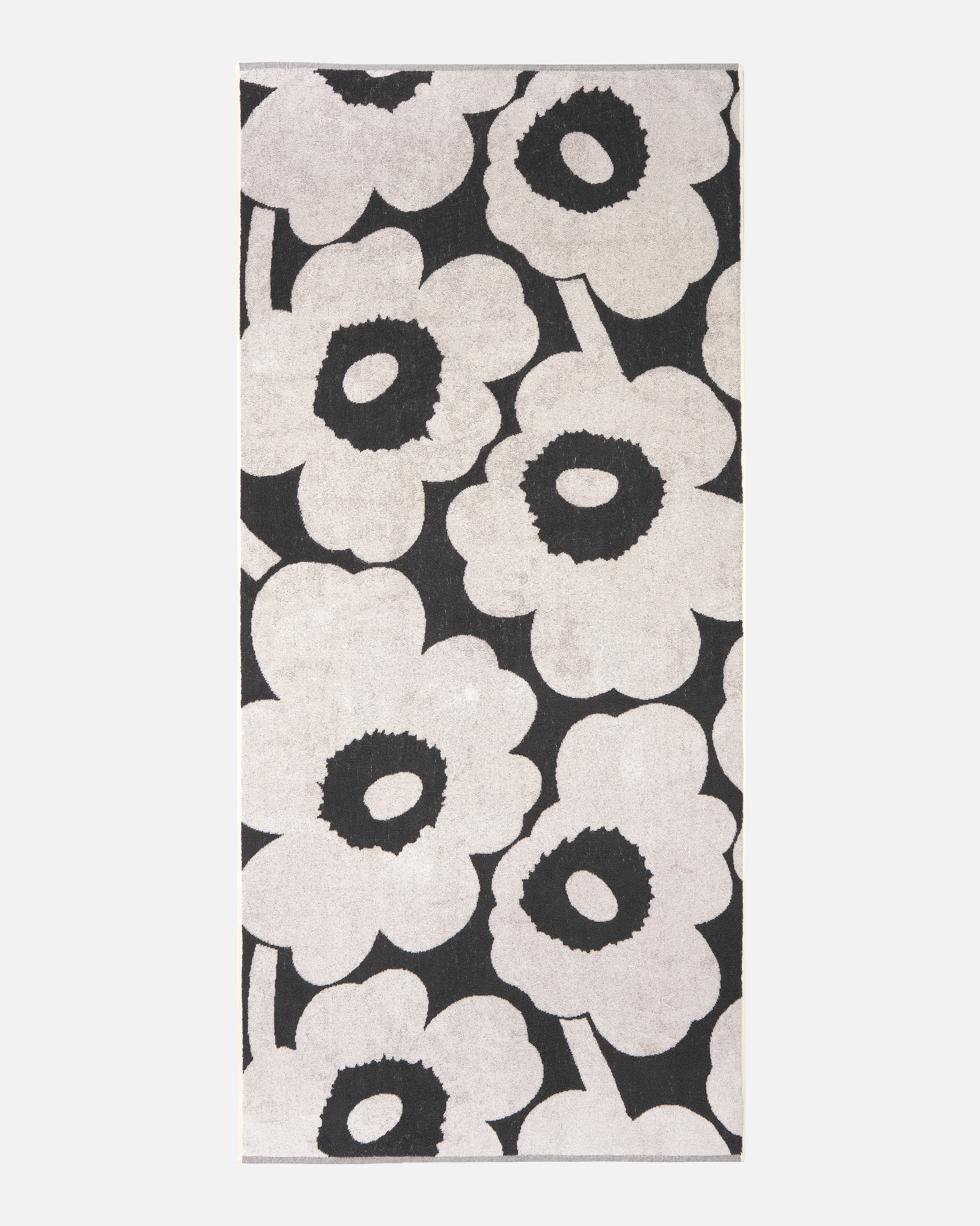 Unikko, Bath towel, charcoal,off white,