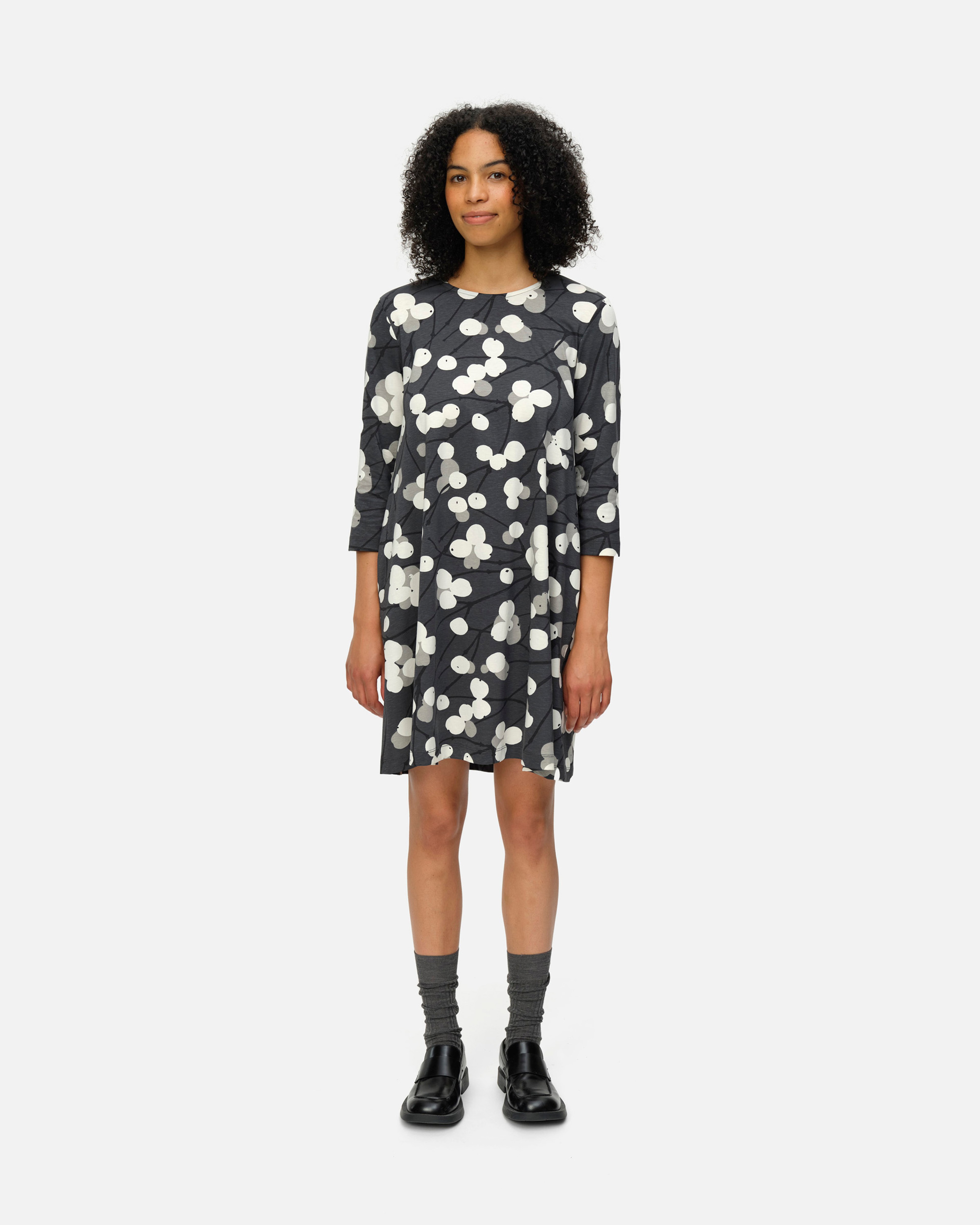 Moodi Lumimarja, Jersey dress, dark grey, grey, off white,