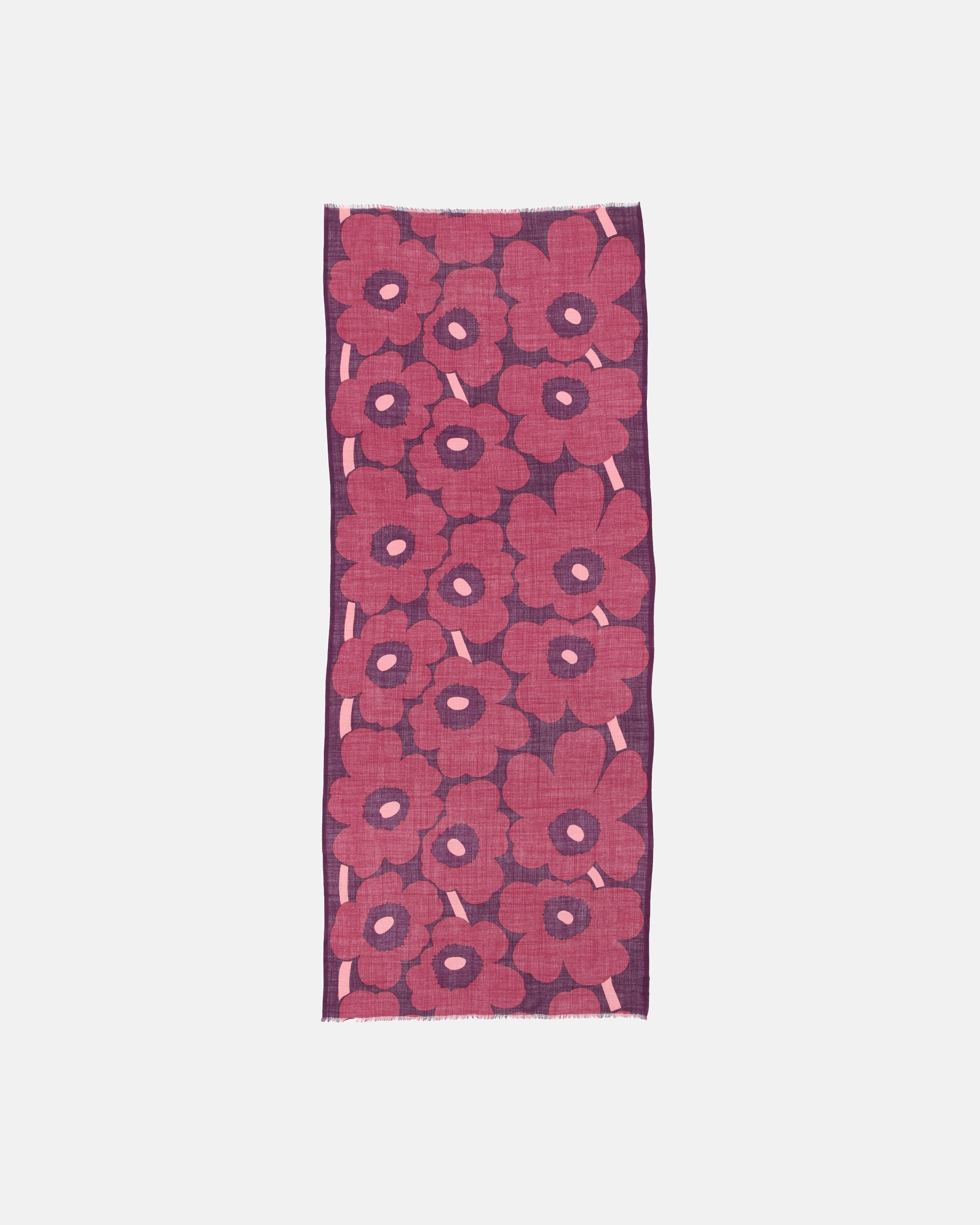 Fiore Unikko Scarf dark red, dark violet, rose | Marimekko