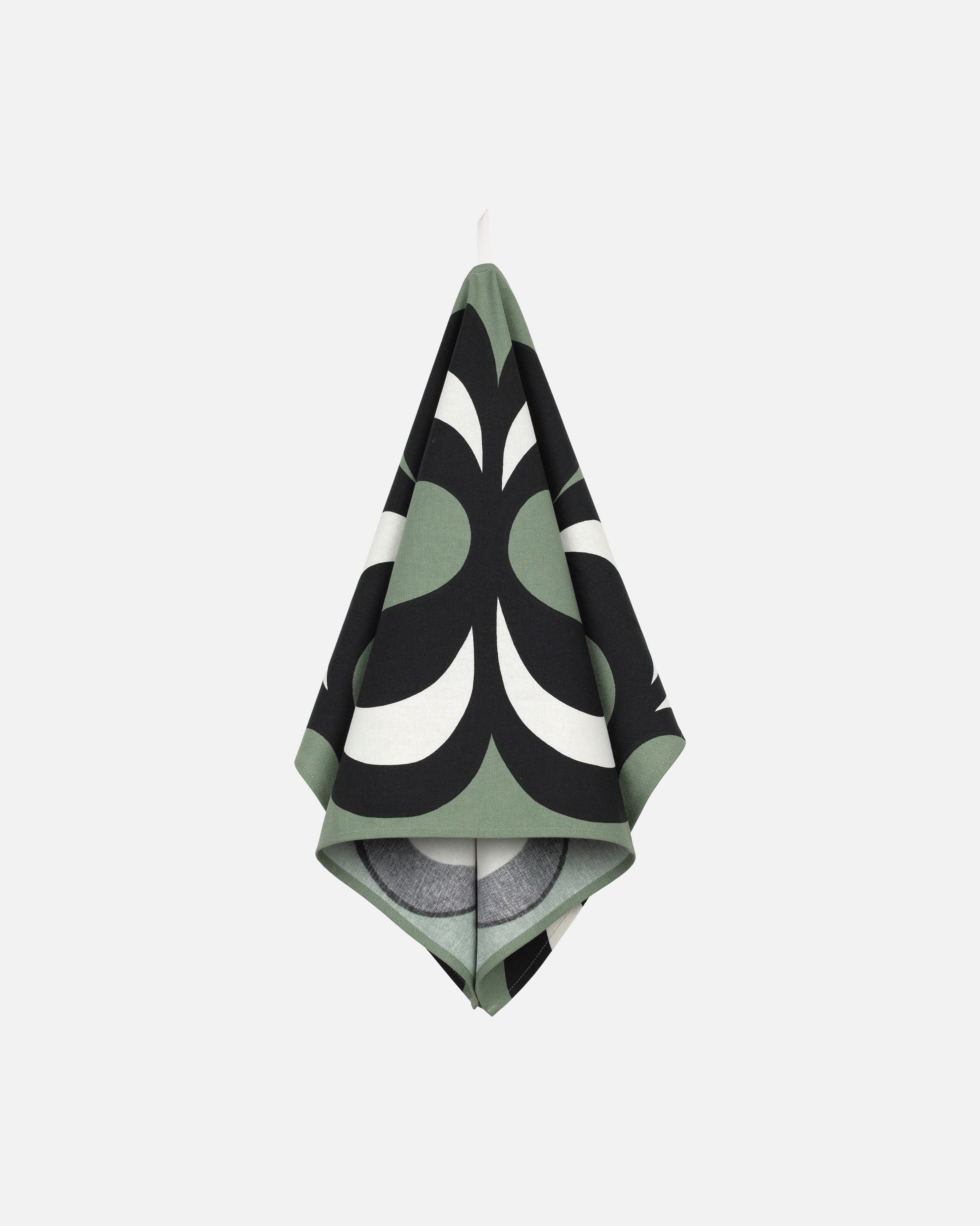 Kaivo Kitchen towel green, dk.green, white | Marimekko