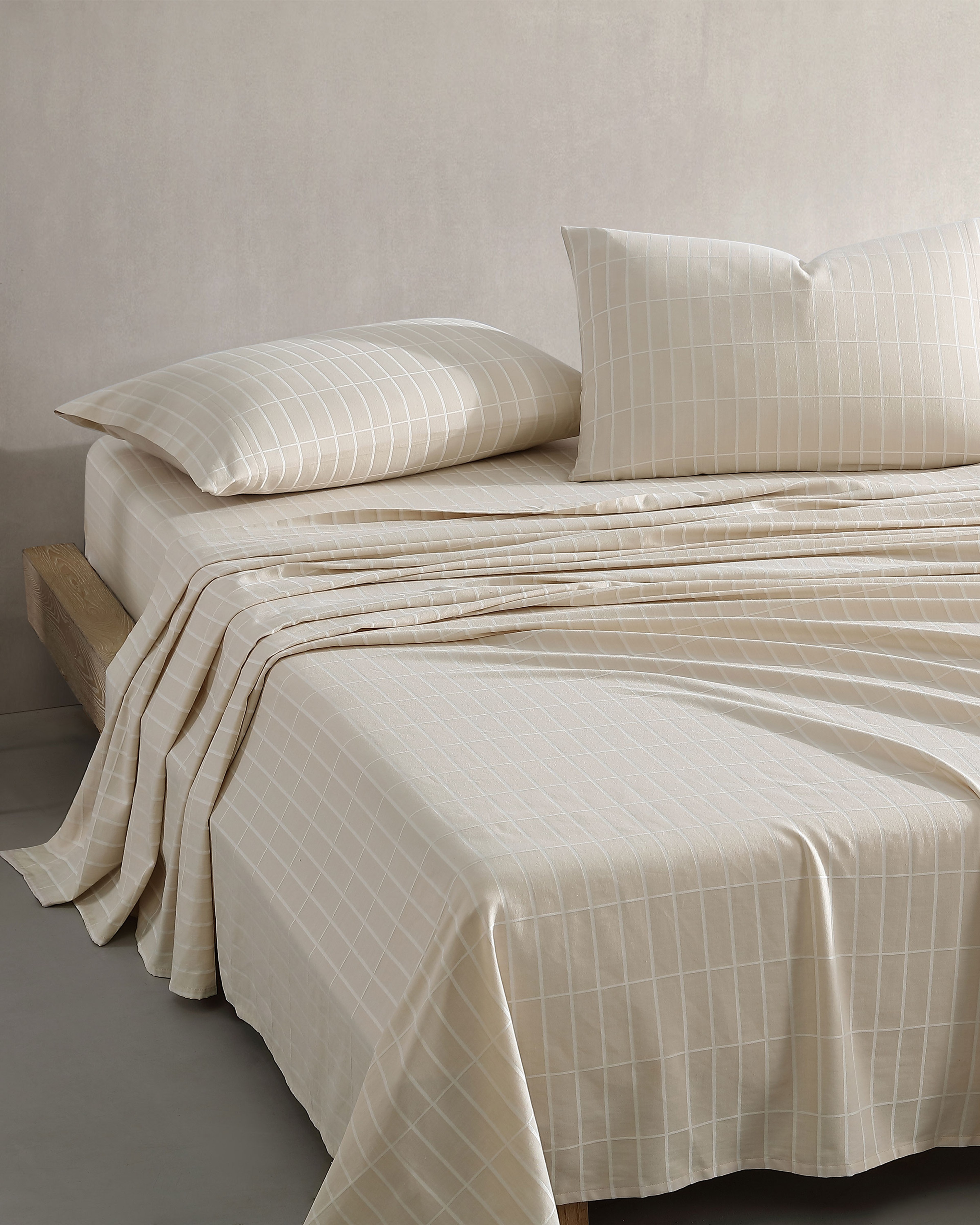 Pieni Tiiliskivi King, Sheet set, white, beige,