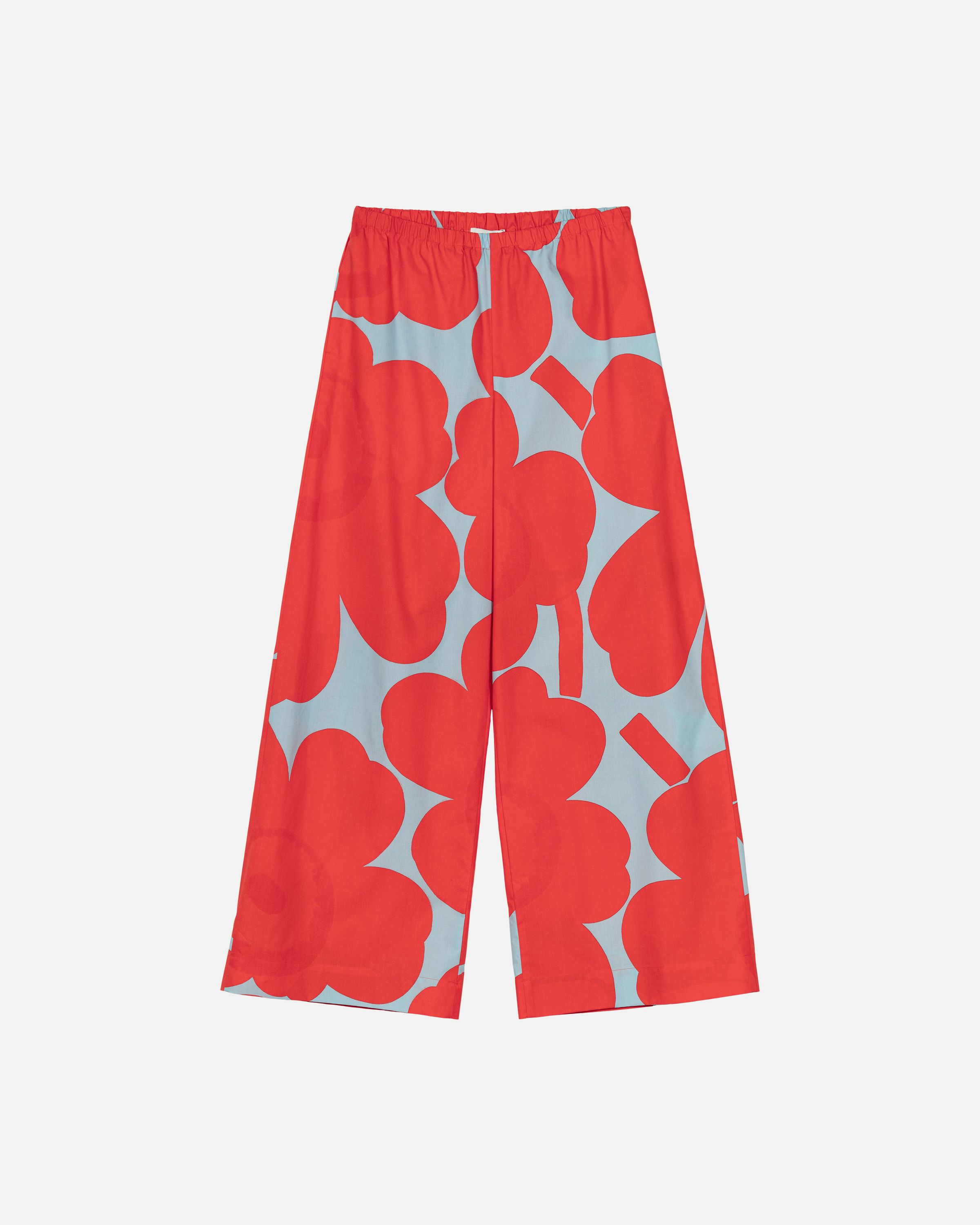 Kappale Unikko Trousers red, light blue | Marimekko