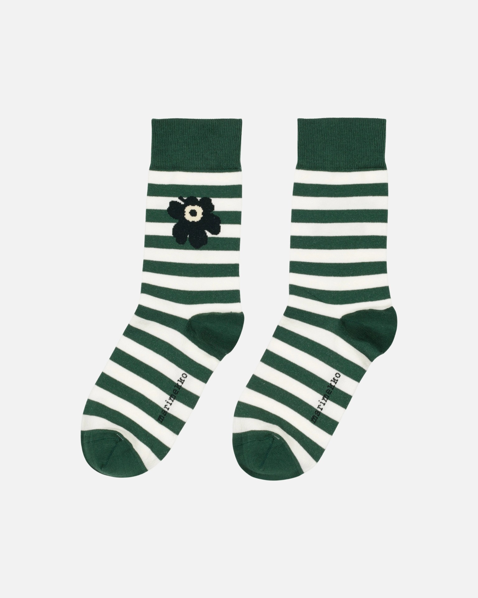 Kasvaa Tasaraita Unikko, Kioski socks, dark green, off white,