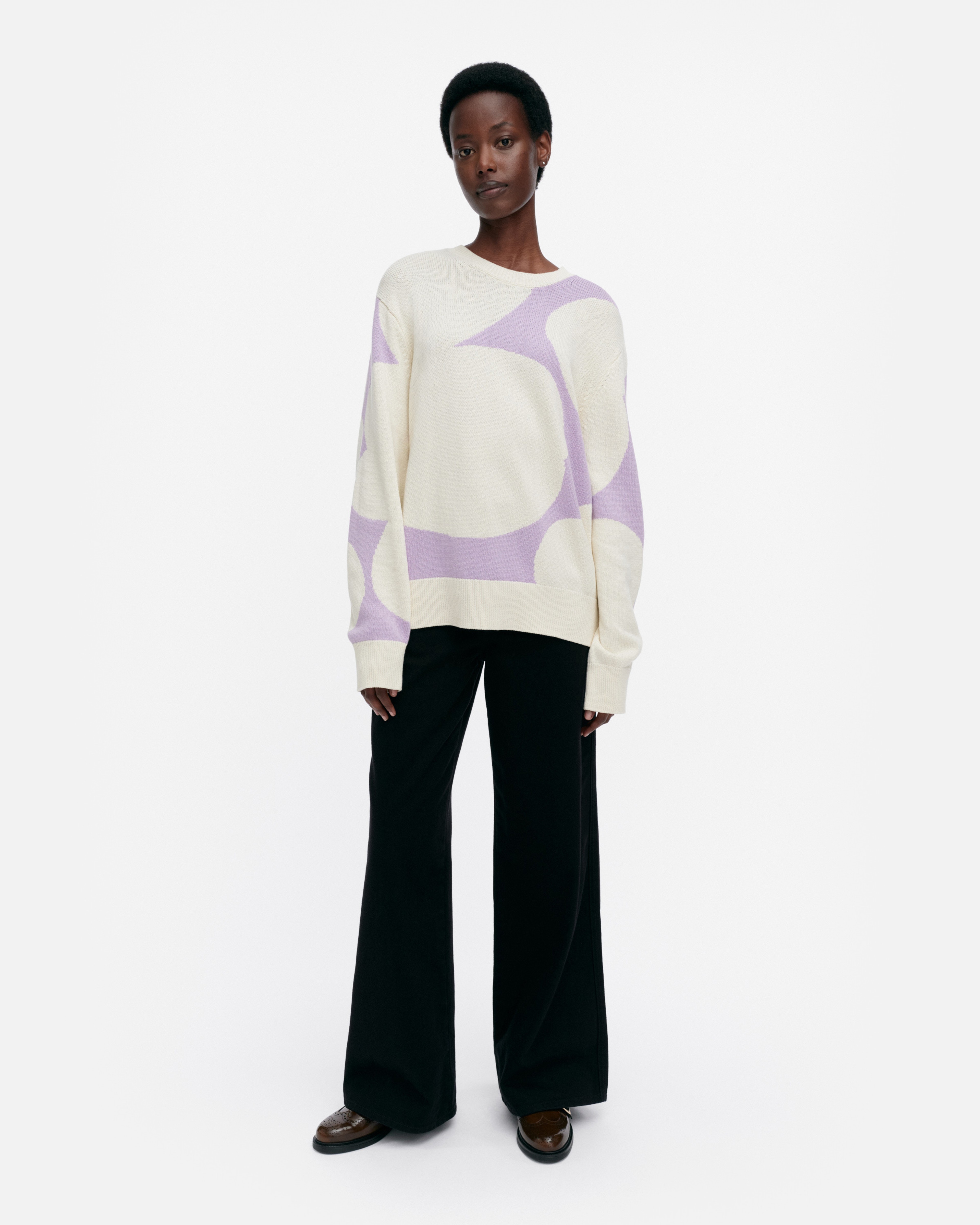 Sesonki Unikko, Knitted pullover, lilac, off white,