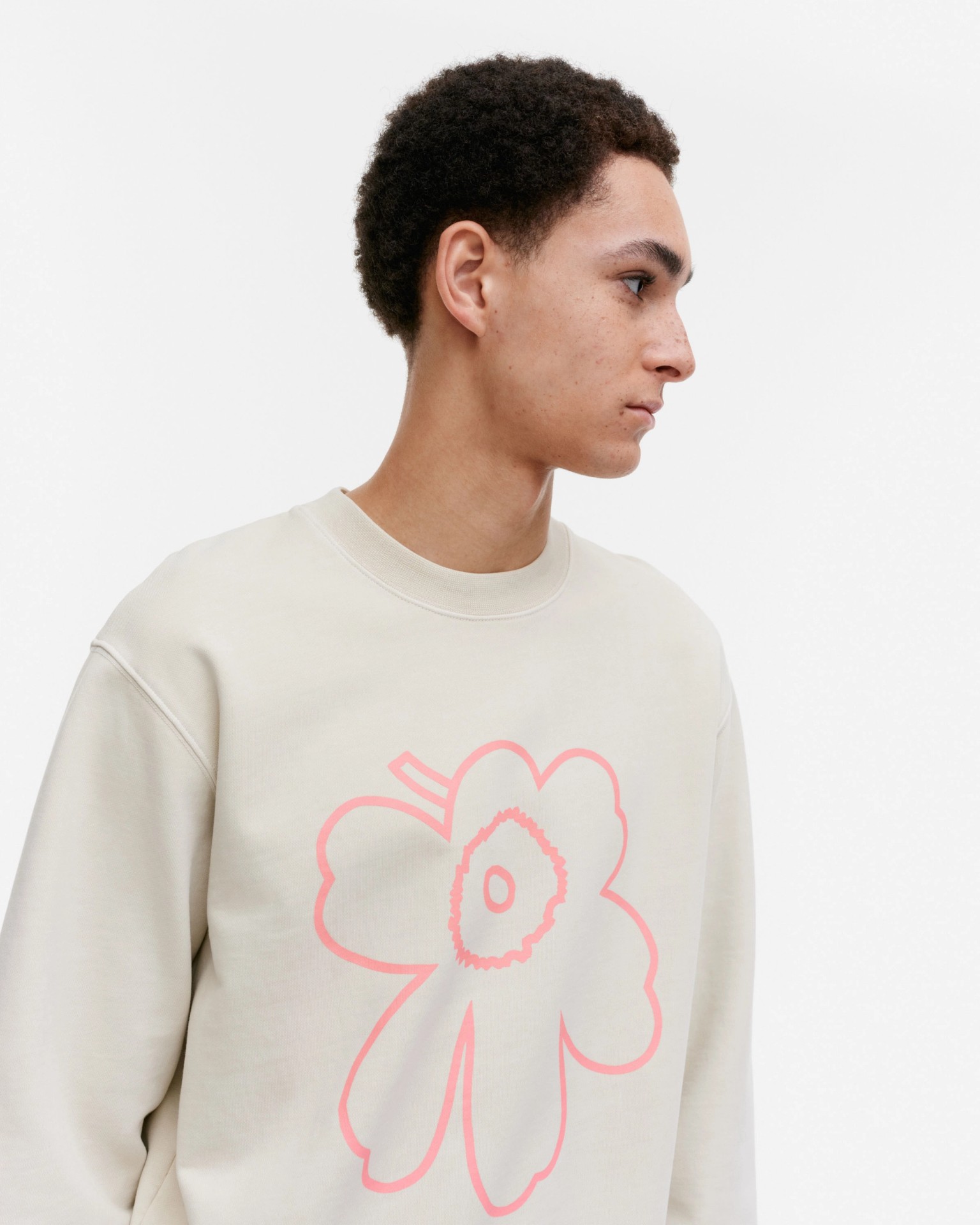 Kioski Loisto Piirto Unikko Placement, Collegepaita, vaalea beige, pinkki,