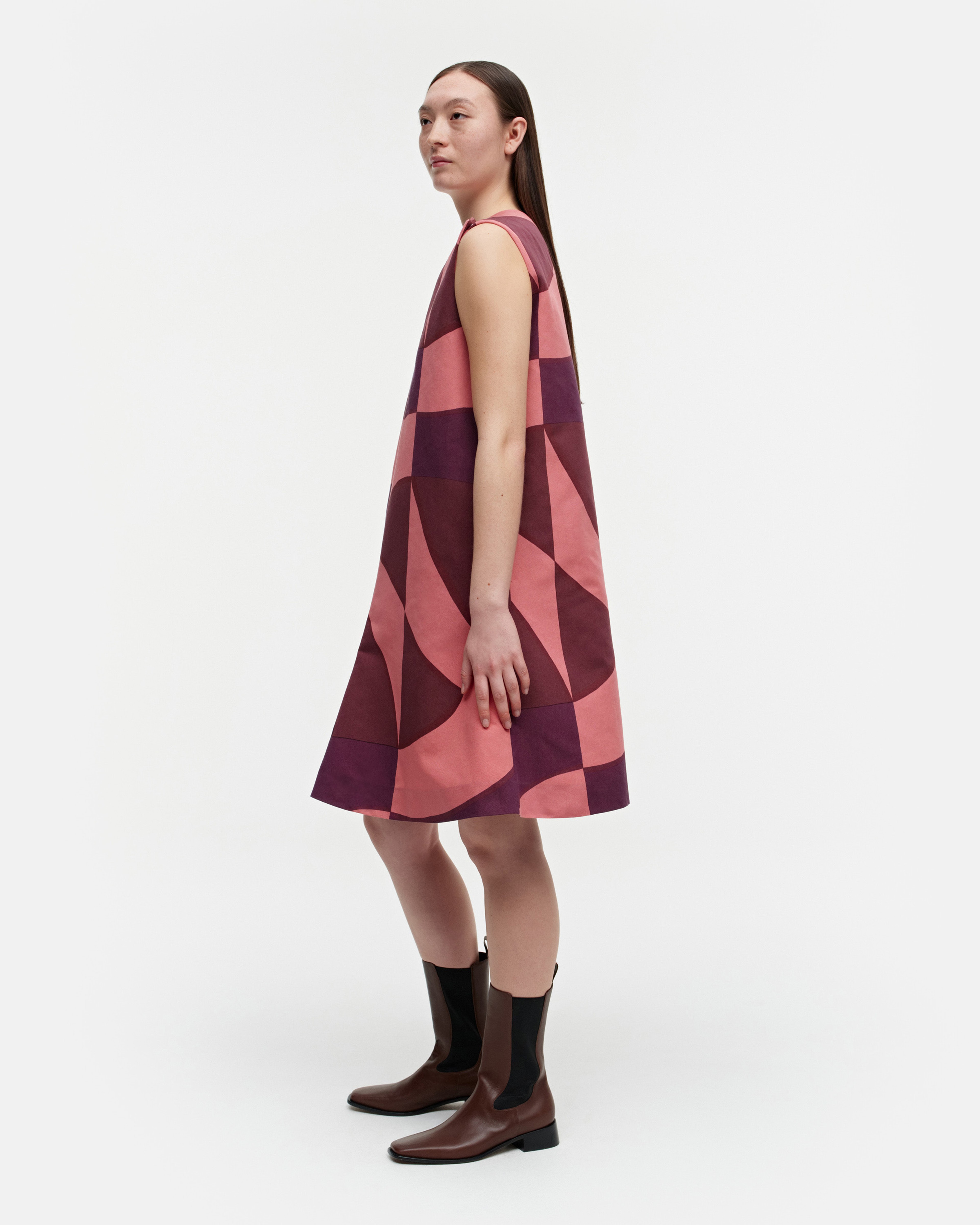 Laineilla Savanni, Cotton-linen dress, dark red, pink,