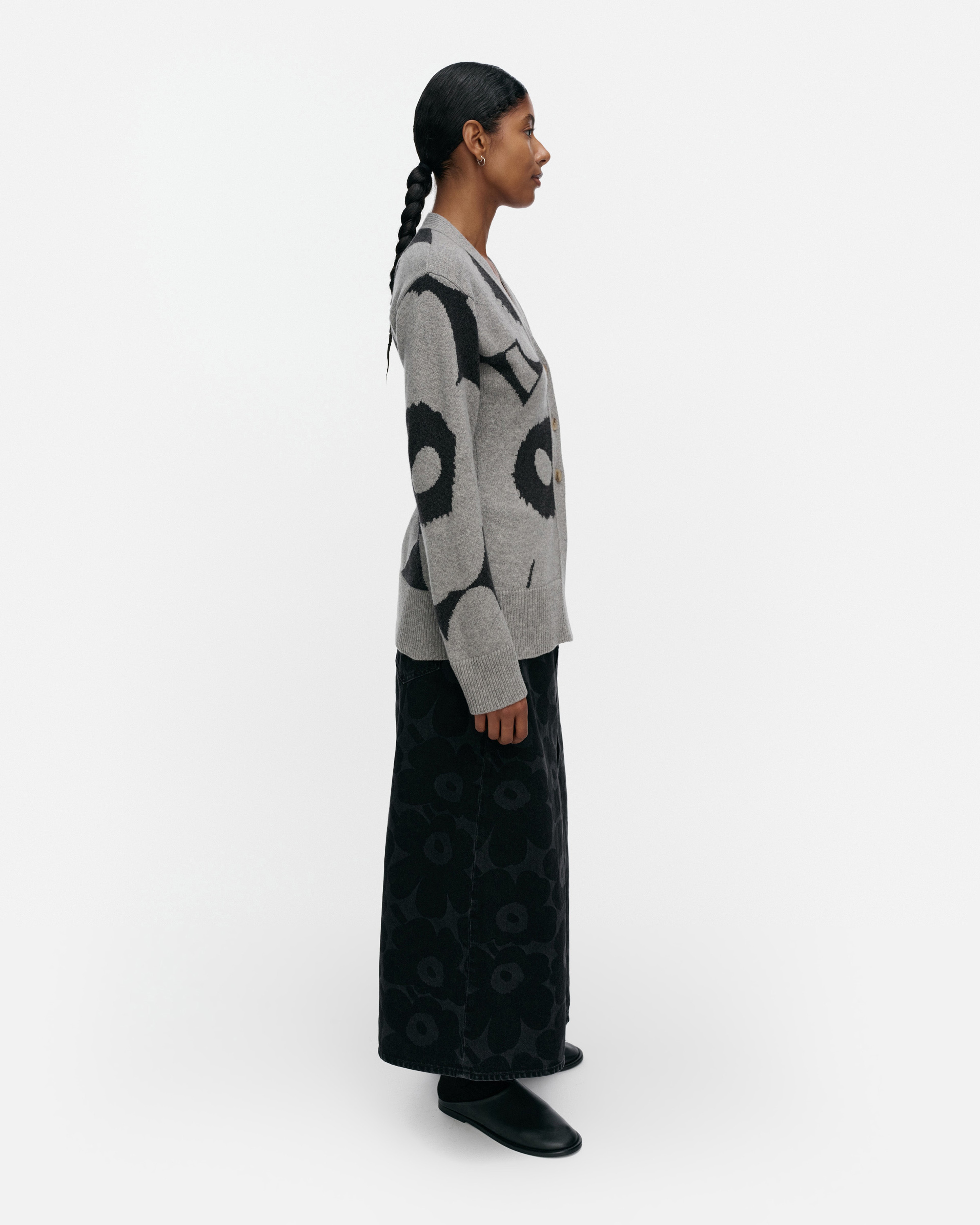 Kumma Unikko, Knitted cardigan, light grey, dark grey,