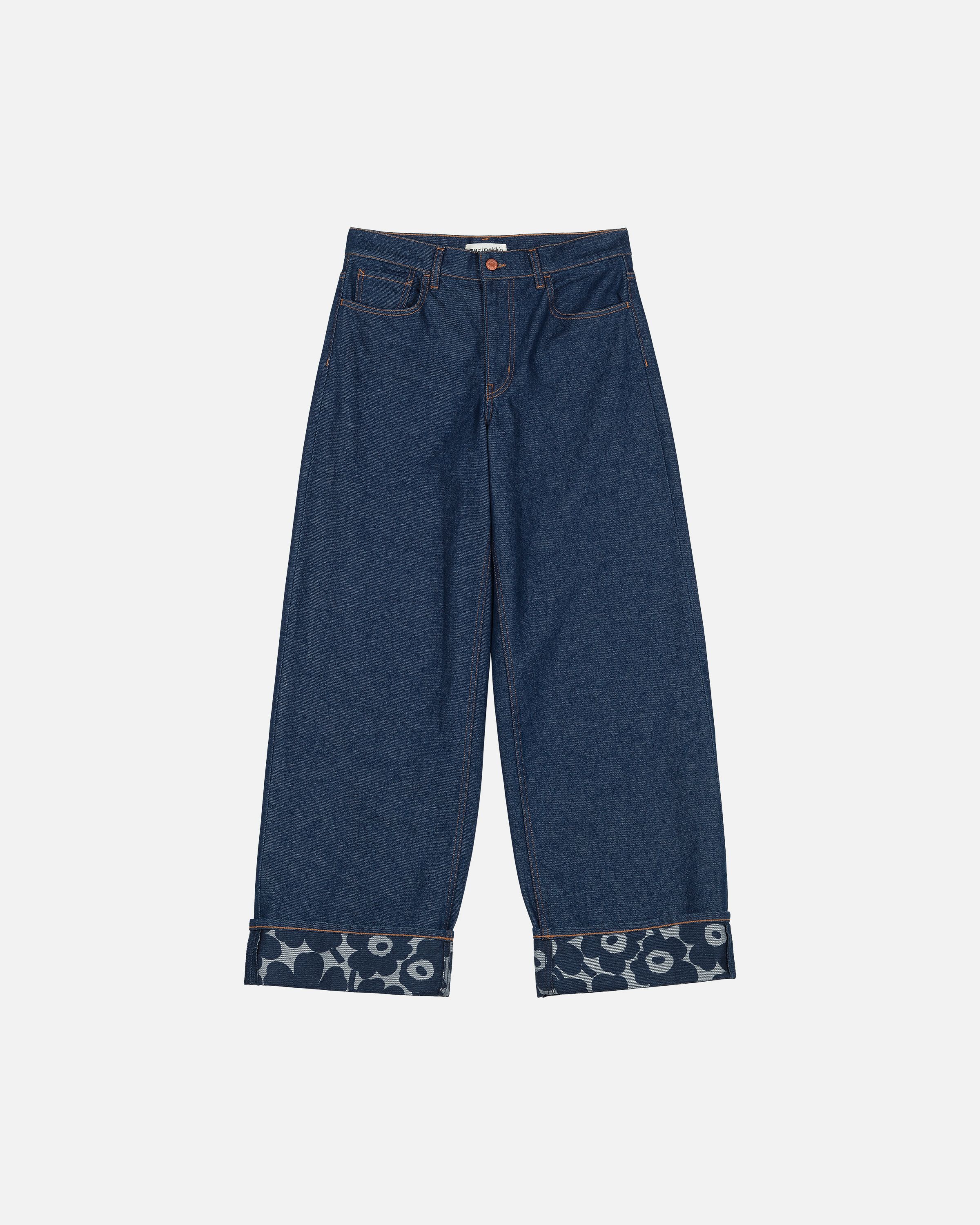 Maridenim Loose Mini Unikko Jeans dark indigo | Marimekko