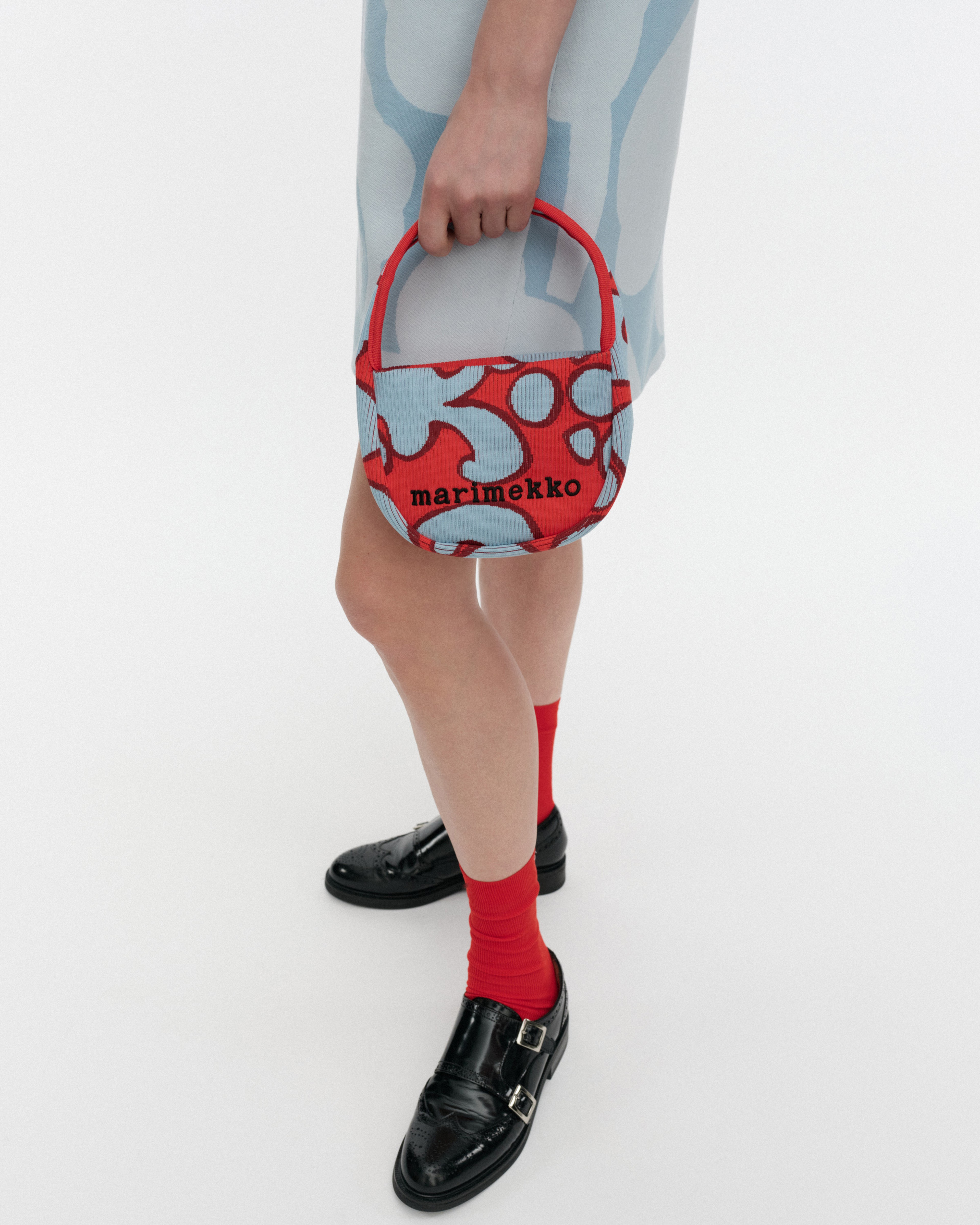 Knitted Mini Handbag Keidas, Pochette, bleu clair, rouge,