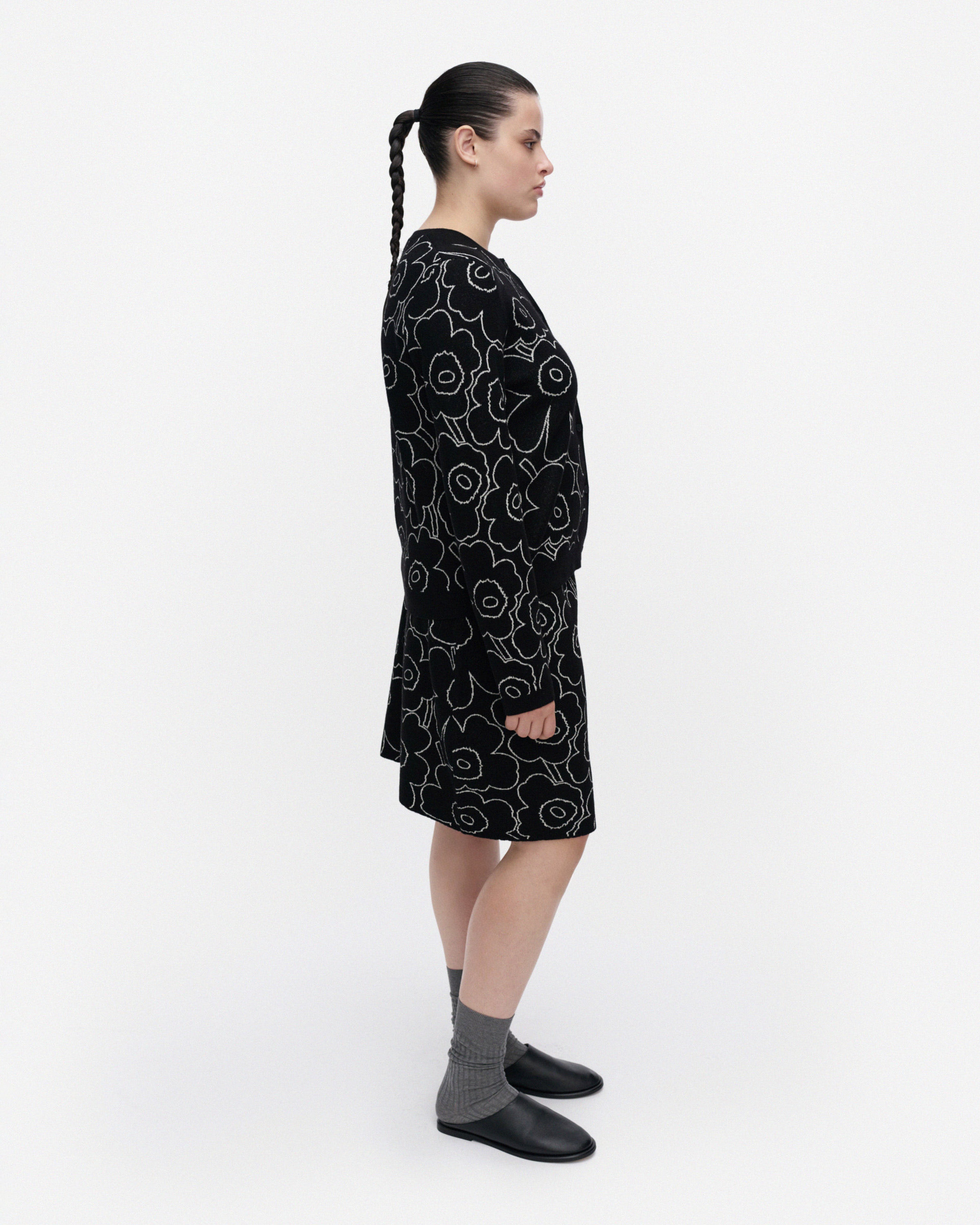 Villi Piirto Unikko, Knitted cardigan, black, off white,