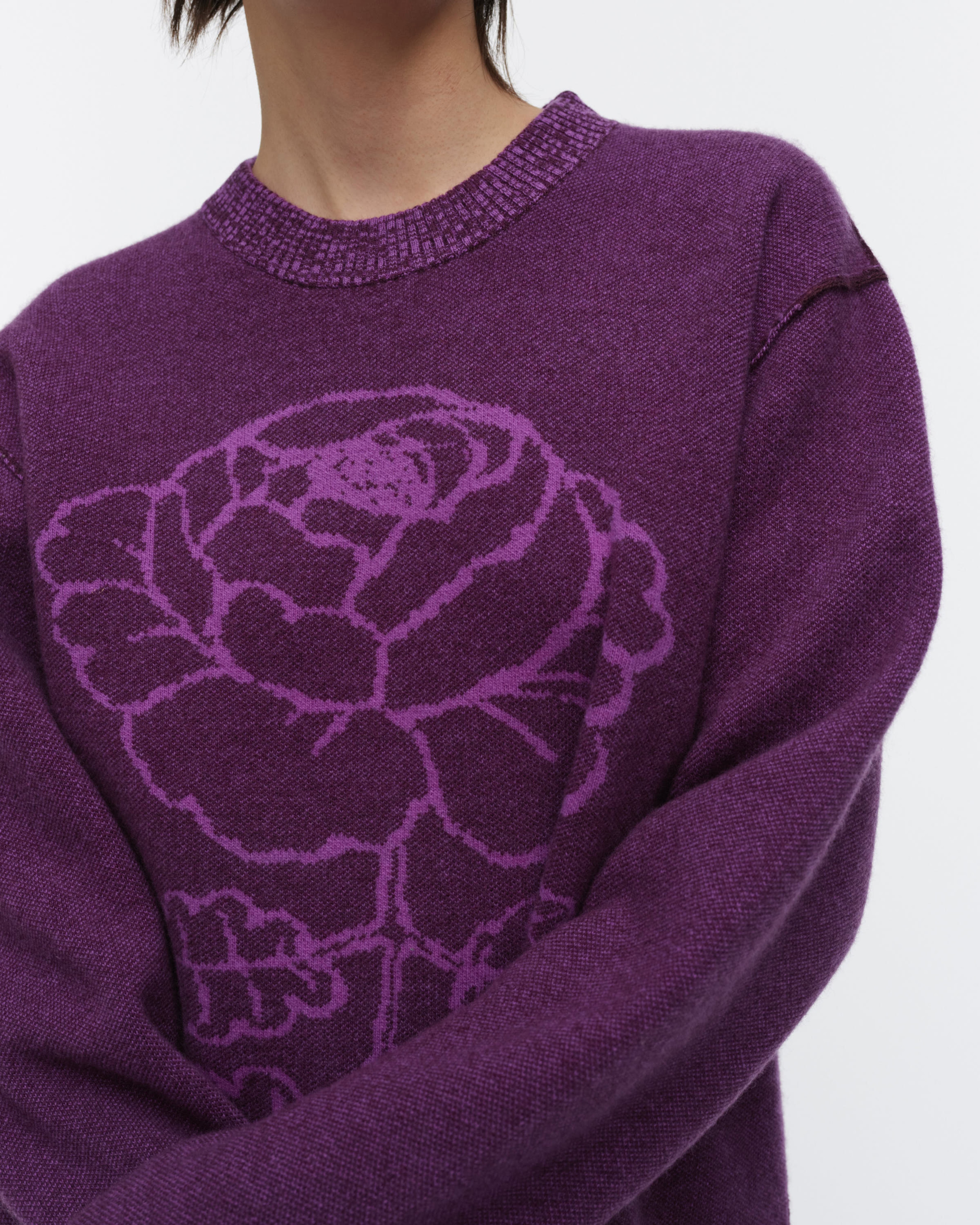 RWS Ruusut Vihkiruusu, Knitted wool pullover, dark purple, lilac,