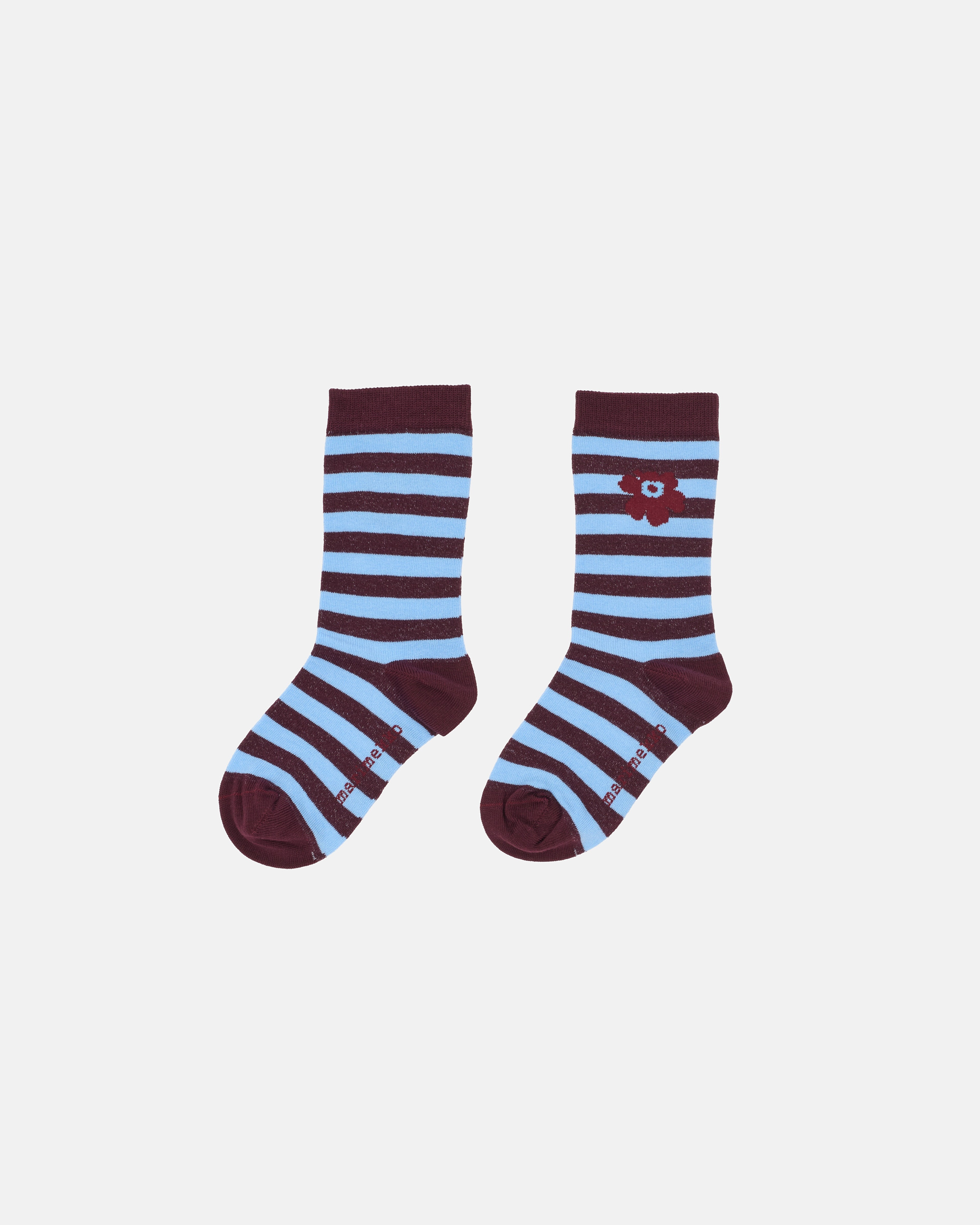 Makeinen Tasaraita Unikko, Socken, Weinrot, Hellblau,