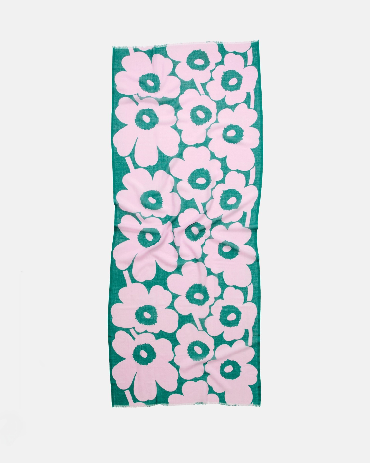 Fiore Unikko, Scarf, dark green, light pink,