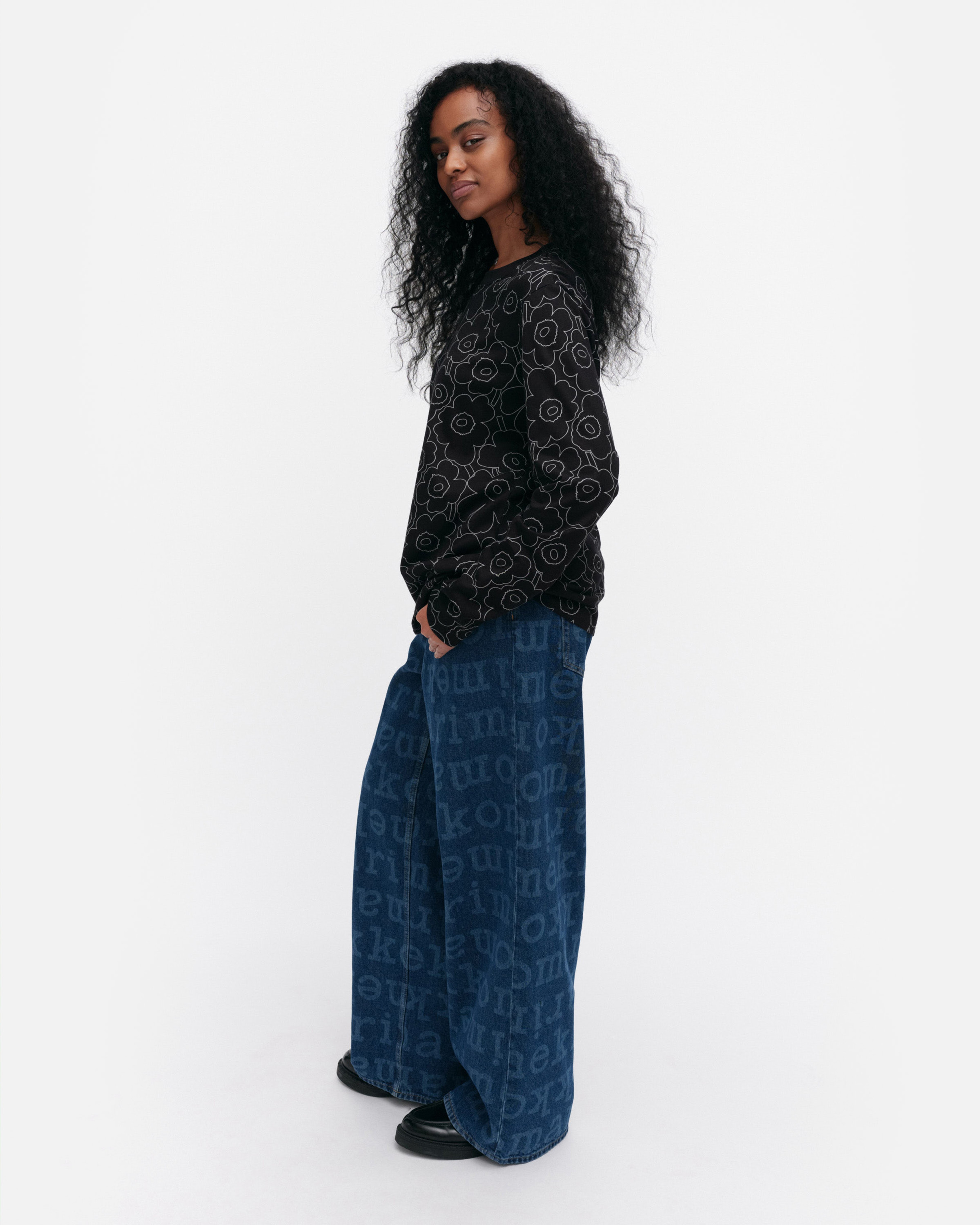 Sekunti Piirto Unikko, Shirt, black, grey,