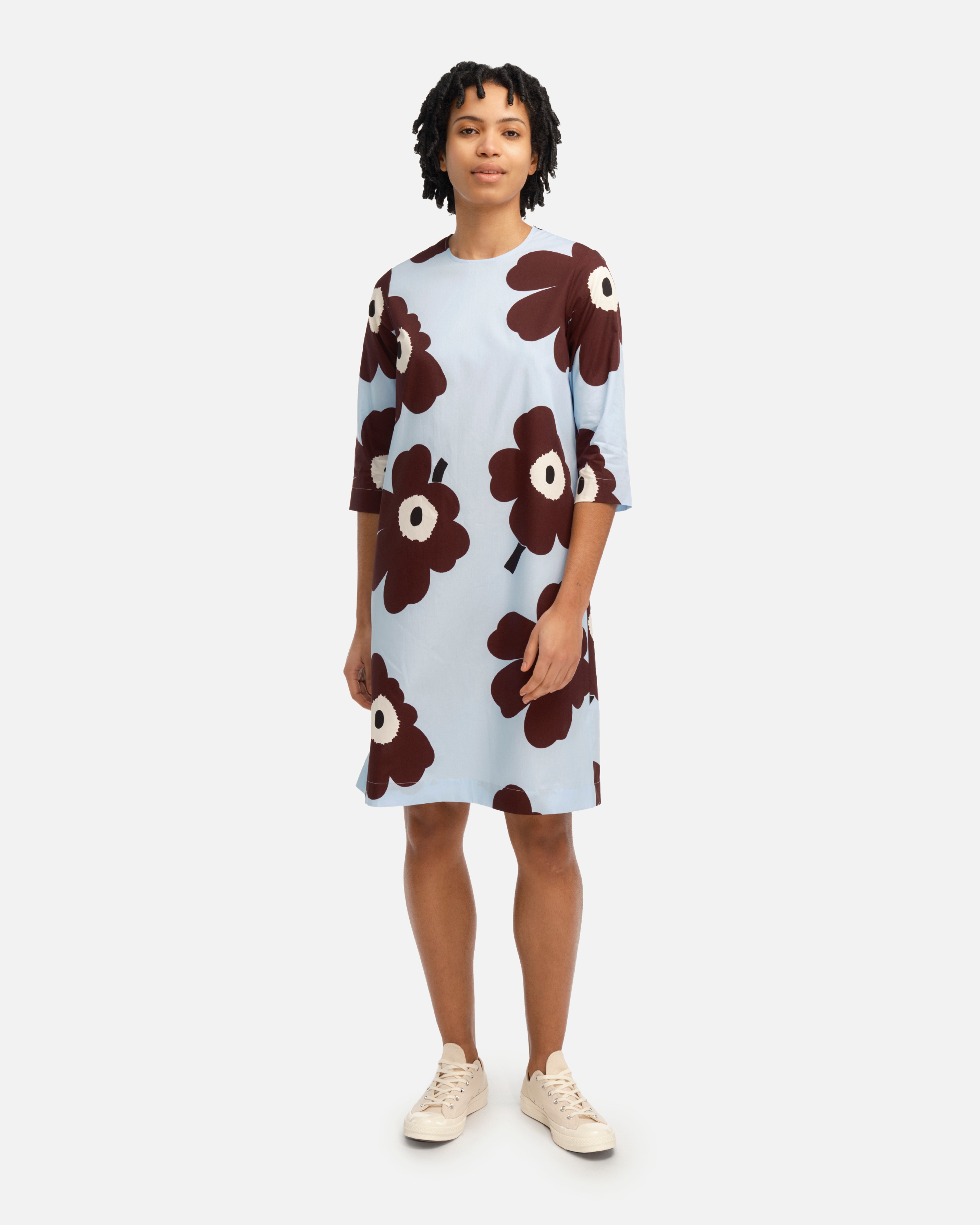 Tähtitarha Juhla Unikko, -puuvillapopliinimekko, v.sininen, t.punainen, musta,