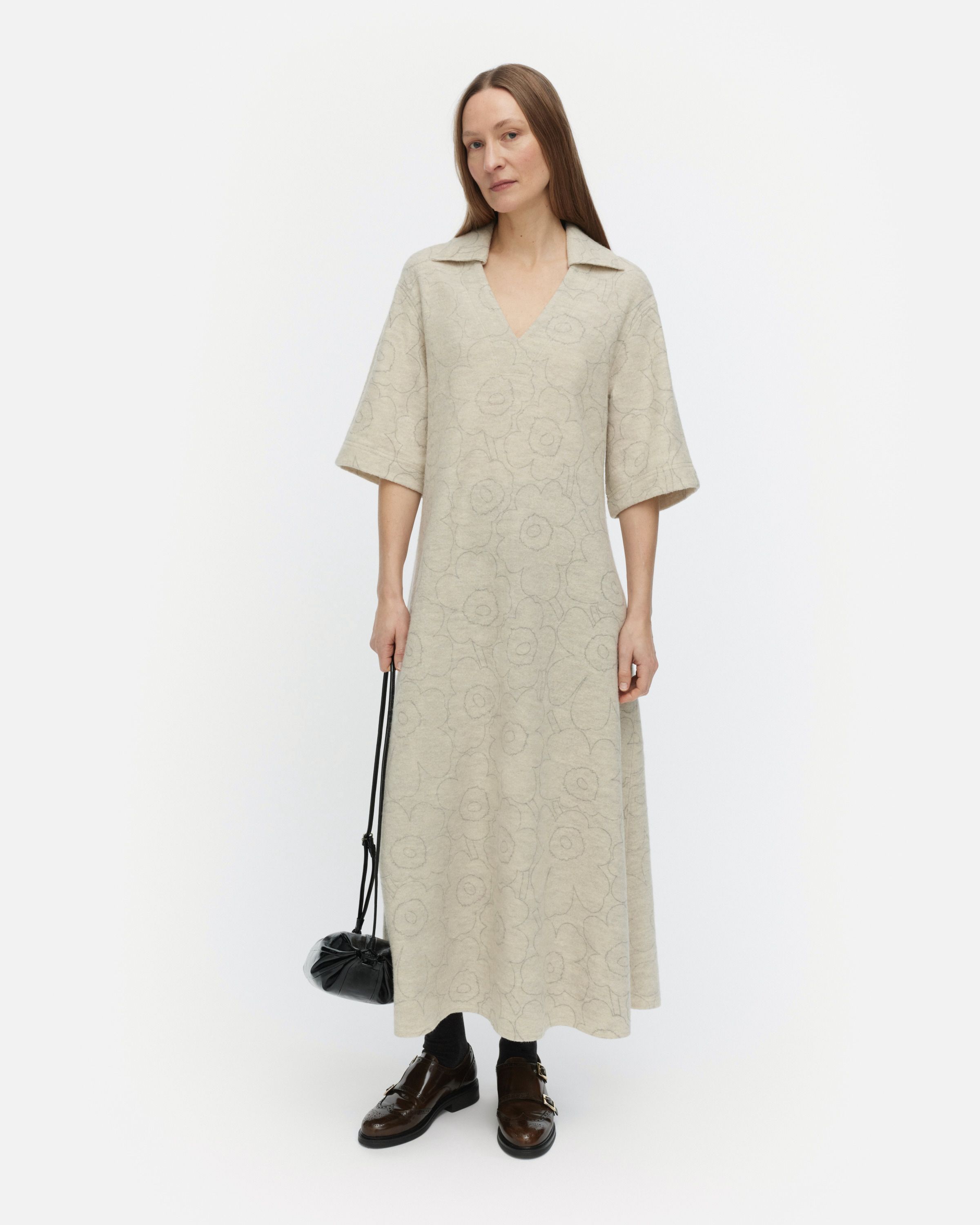 Nietos Piirto Unikko Wool dress off white, grey | Marimekko